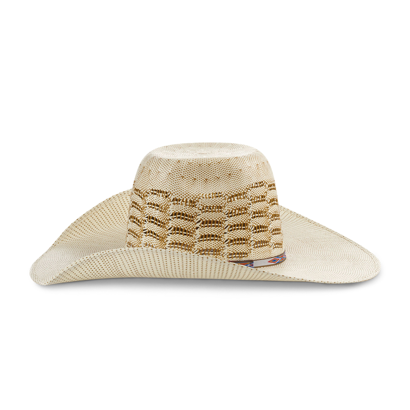 Rafter C Men's Ivory and Brown StackWeave Punchy Bangora Straw Cowboy Hat - Image 1