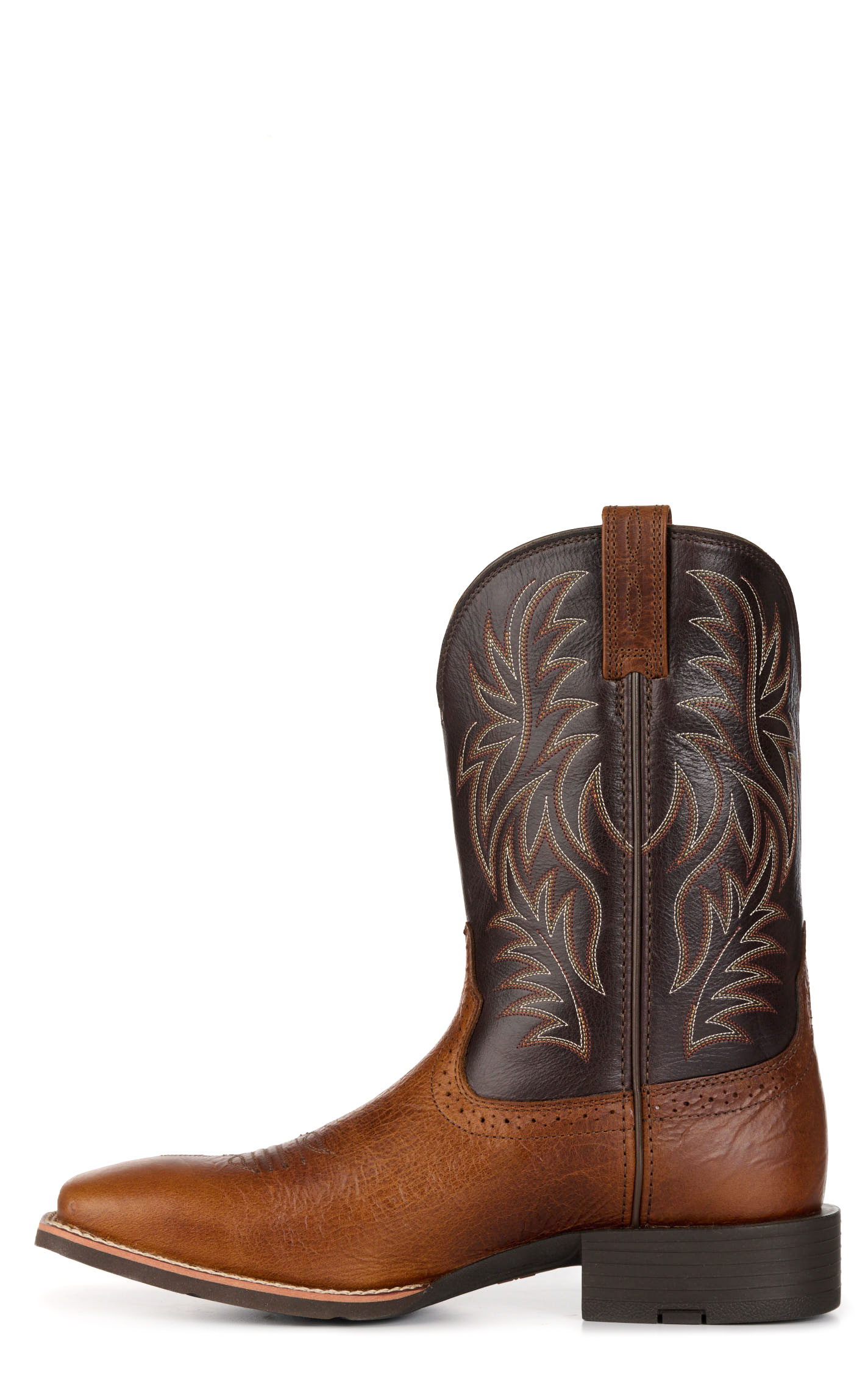 Ariat Men's Sport Peanut Butter and Chaga Brown Wide Square Toe Cowboy Boot - Image 1