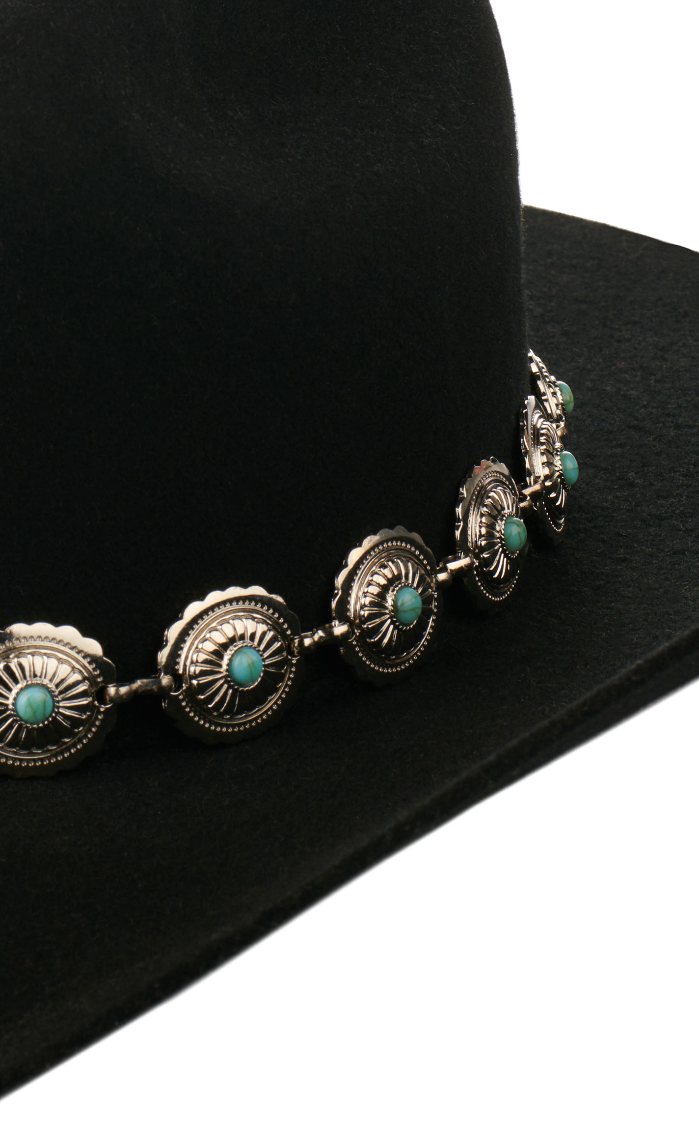 3D Belt Co. Silver with Turquoise Stones Concho Hat Band - Image 1