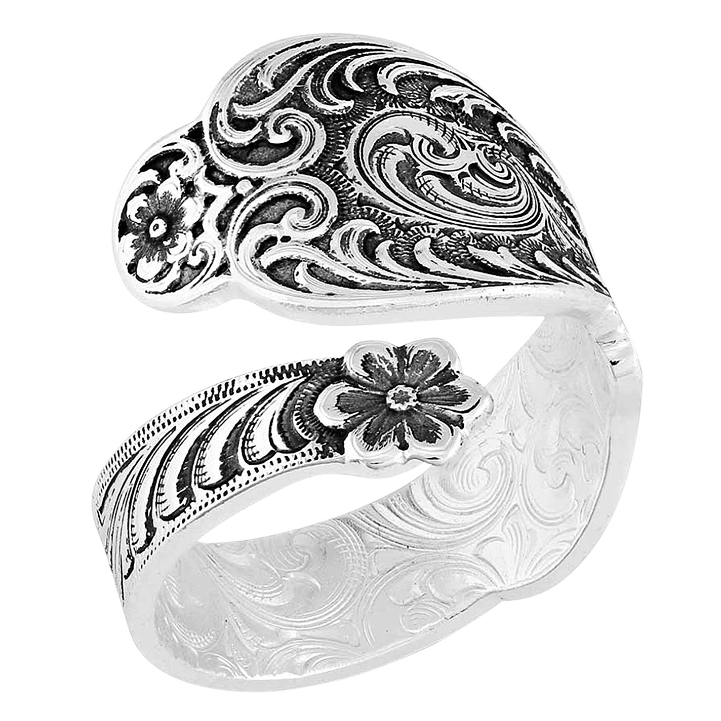 Montana Silversmiths Silver Antique Spoon Handle Adjustable Wrap Ring - Image 1