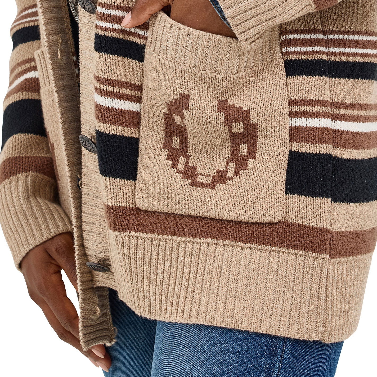 Wrangler Retro Women's Brown Horse Motif Cardigan - Image 1