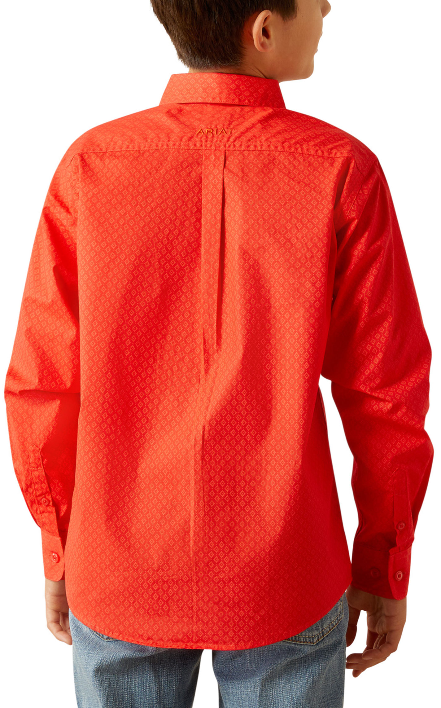 Ariat Boy's Waylen Bright Red Geo Western Shirt - Image 1