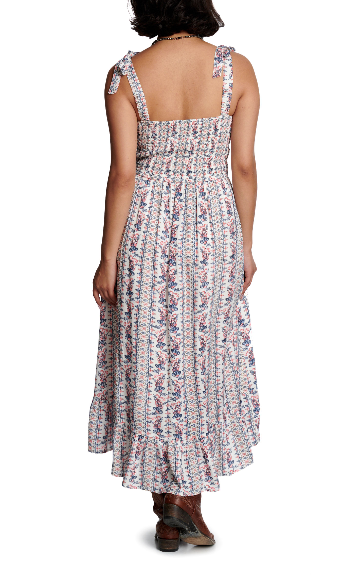 Cotton & Rye Women's Pink & Blue Floral Print Smocked Dress - Image 1