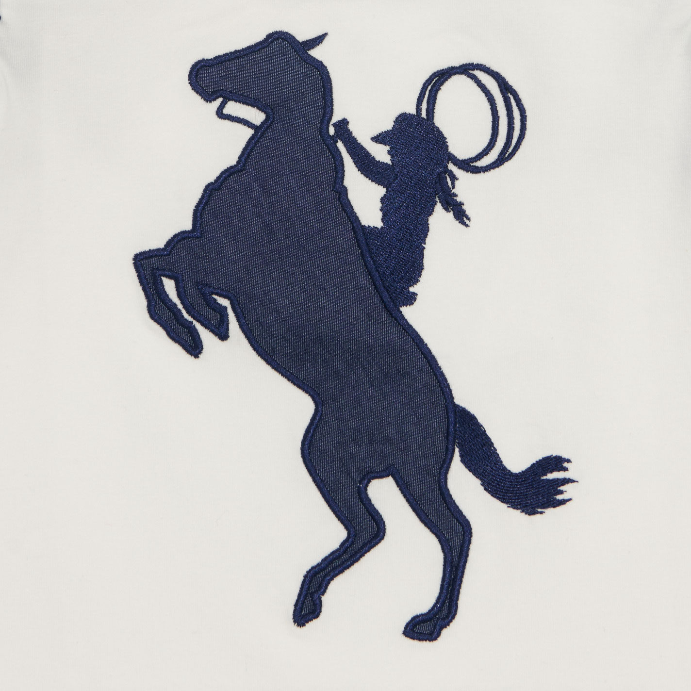 Shea Baby Toddler Girl's White & Denim Bronc Rider Top - Image 1