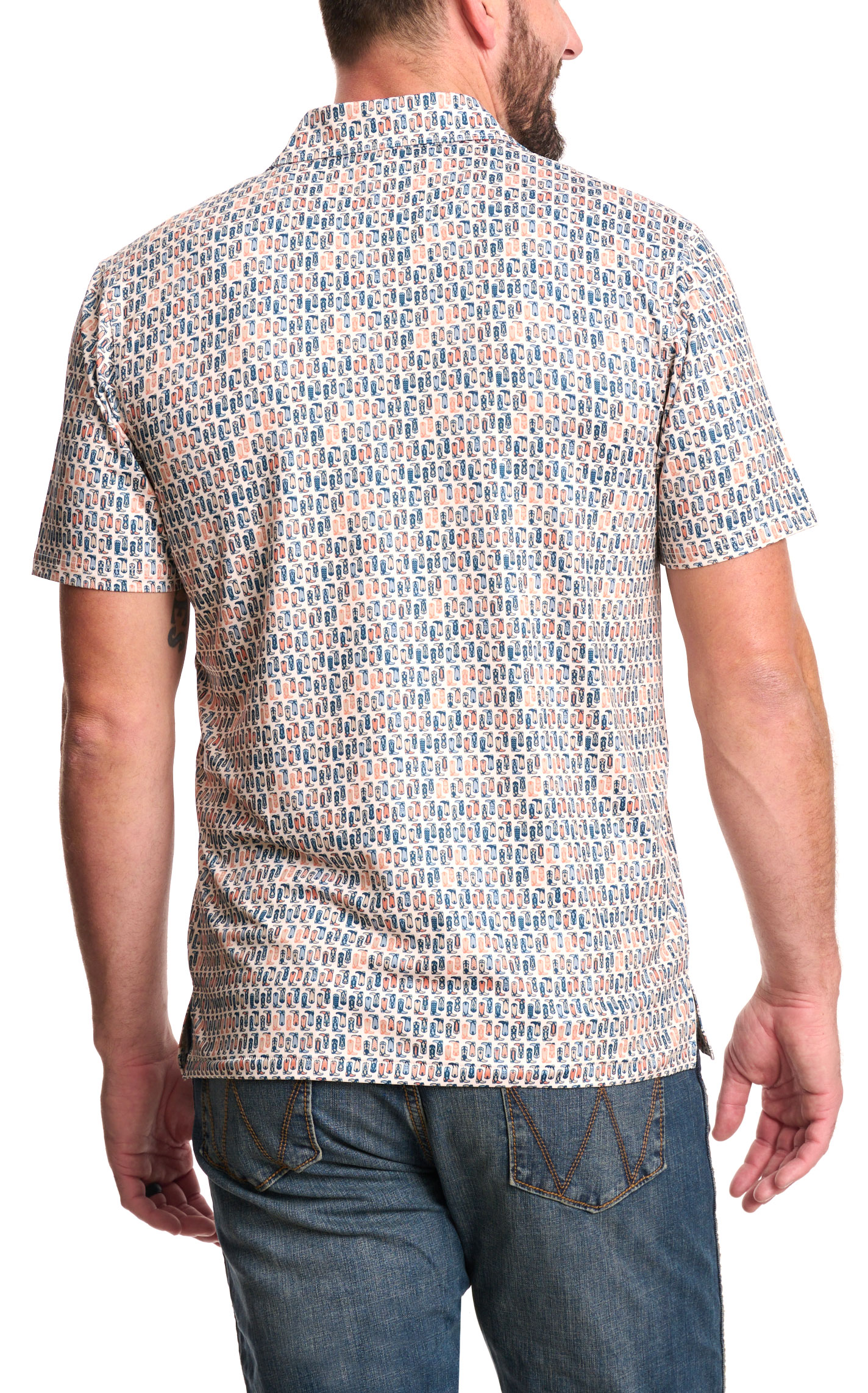 Rafter C Men's Multicolor Boot Print Polo Shirt - Image 1
