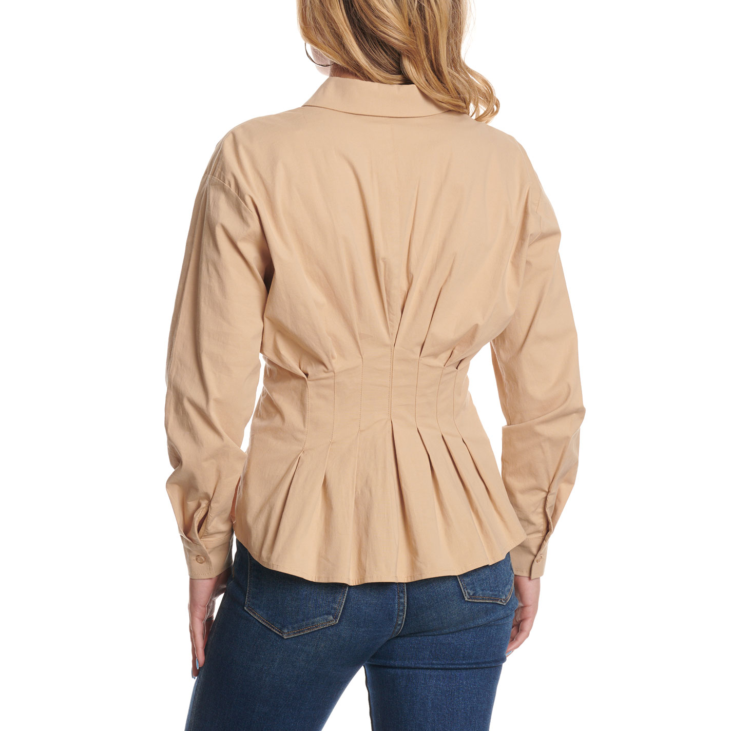 HYFVE Women's Taupe Tailored Waist Long Sleeve Top - Image 1
