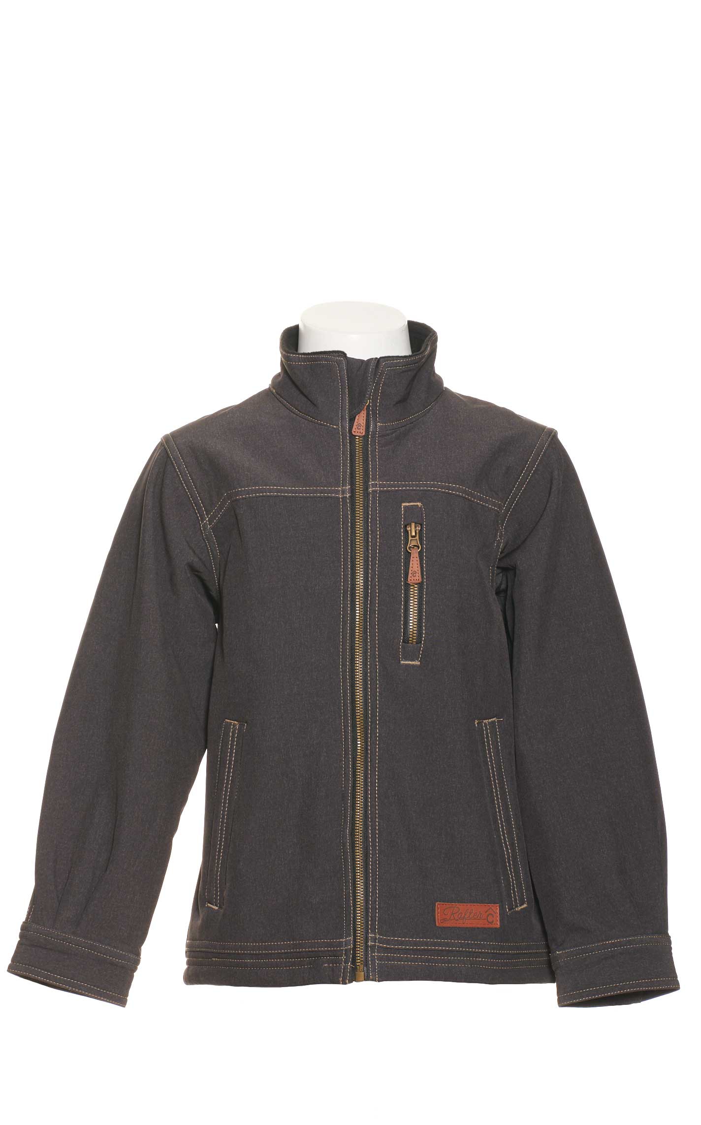 Rafter C Boy's Gray Long Sleeve Soft Shell Zippered Jacket - Image 1