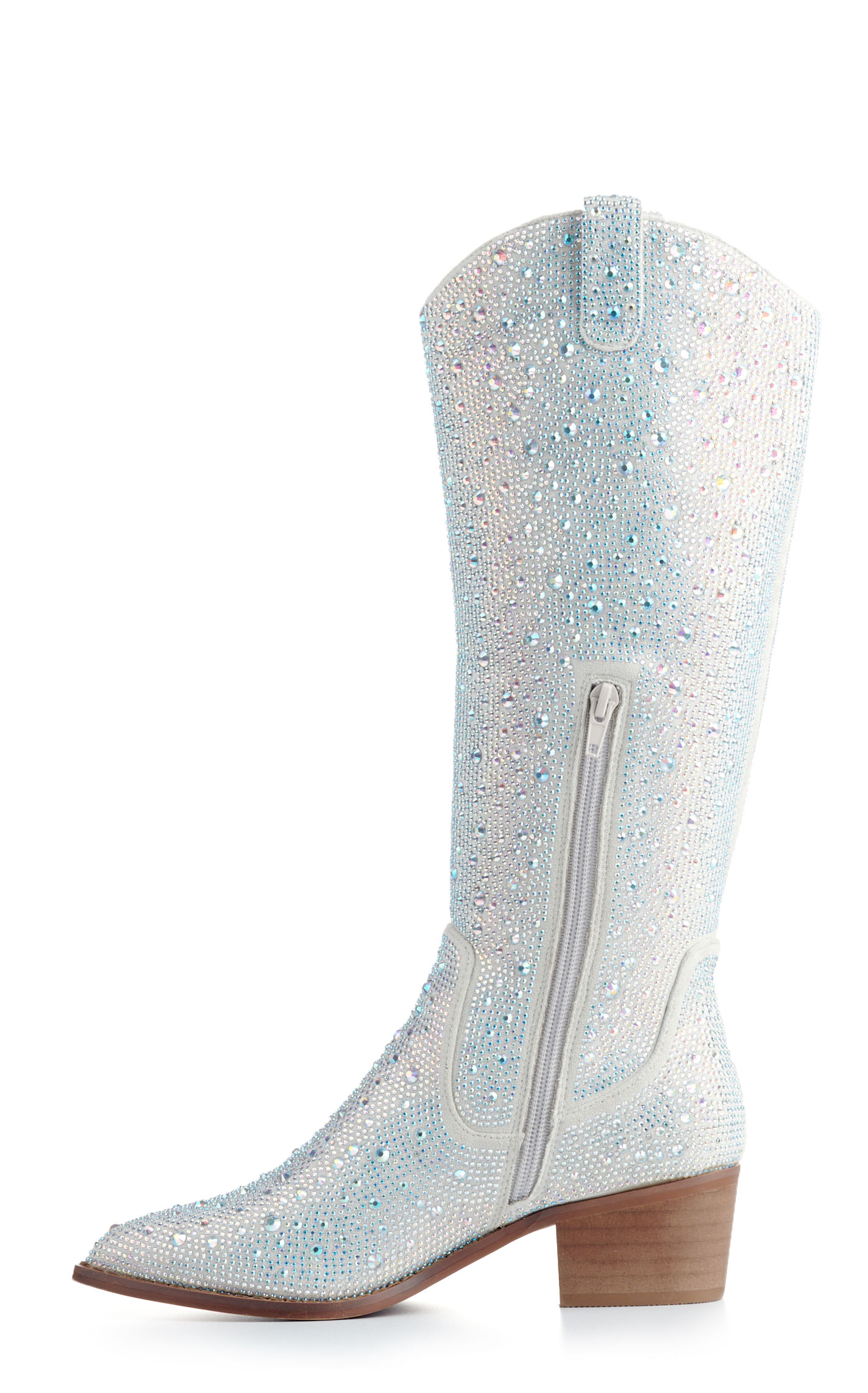 Very G Women's Kady Silver with Clear Rhinestone Tall Snip Toe Cowboy Boots - Image 1