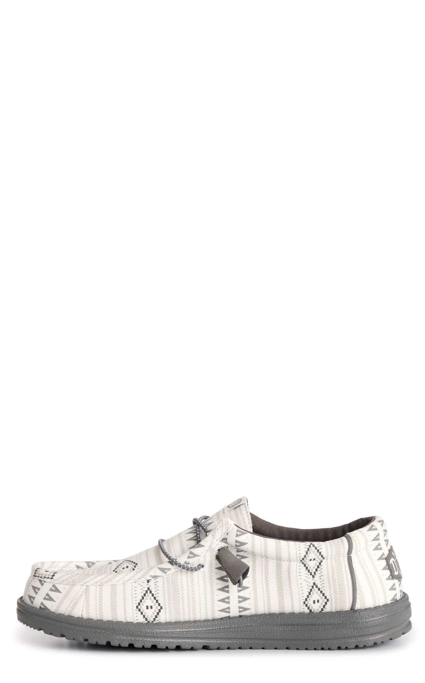 Hey Dude Men’s White & Gray Wally Aztec Lace Up Moc Toe Casual Shoes - Image 1