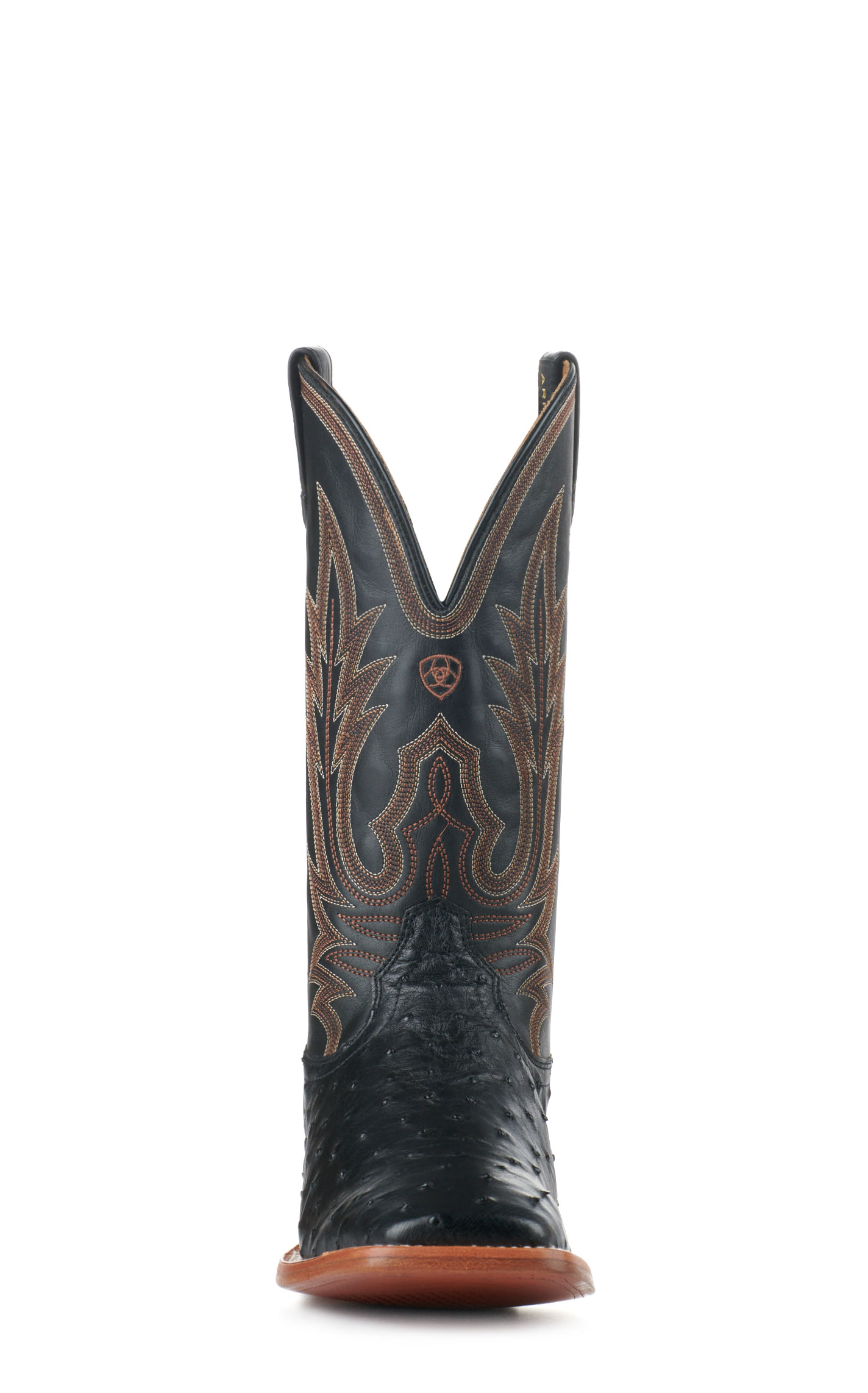 Ariat Men's Showboat Black TekStep Full Quill Ostrich Wide Square Toe Exotic Cowboy Boots - Image 1