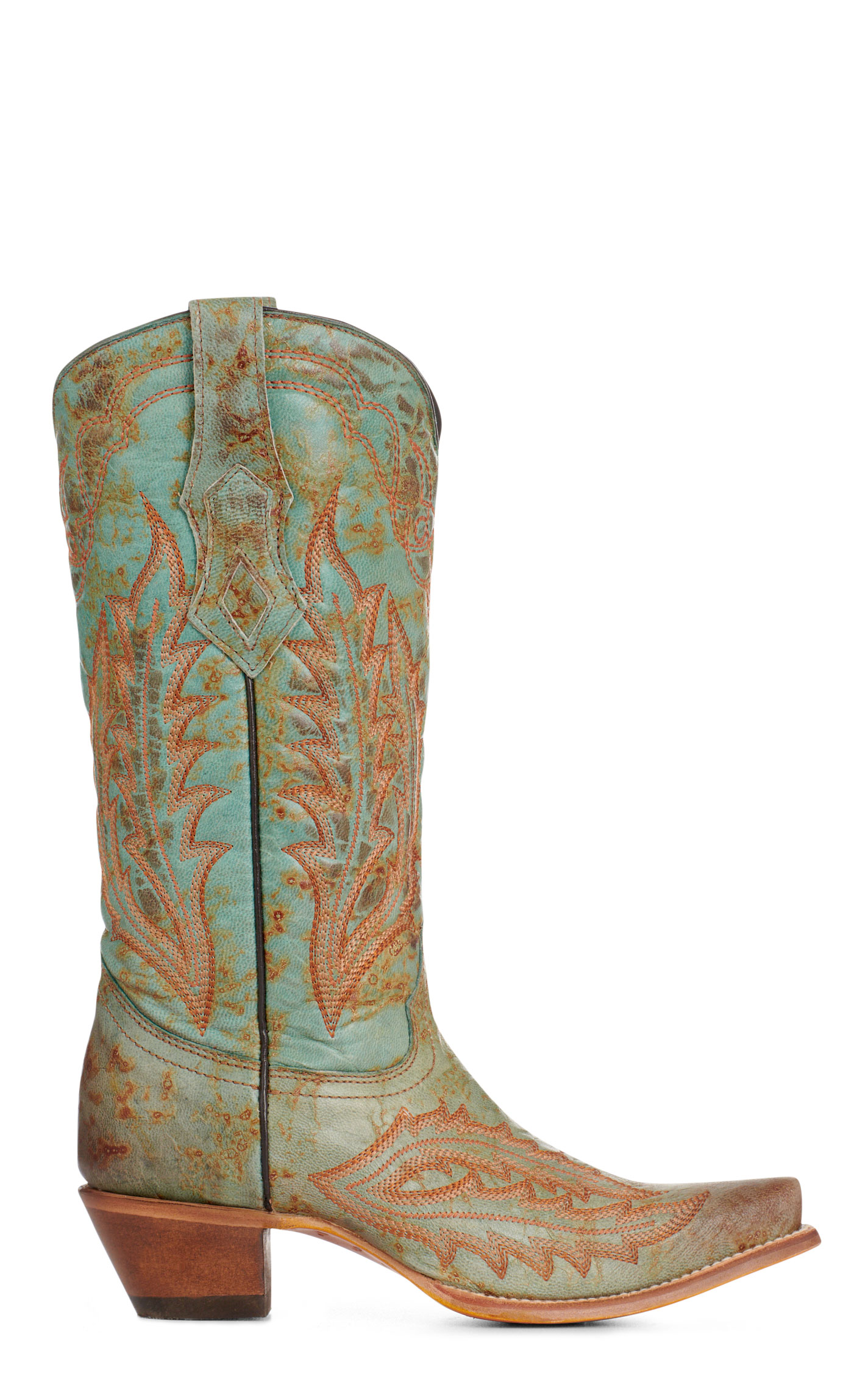 Corral Women's Marbled Turquoise & Rust Stitched Snip Toe Cowboy Boots - Image 1