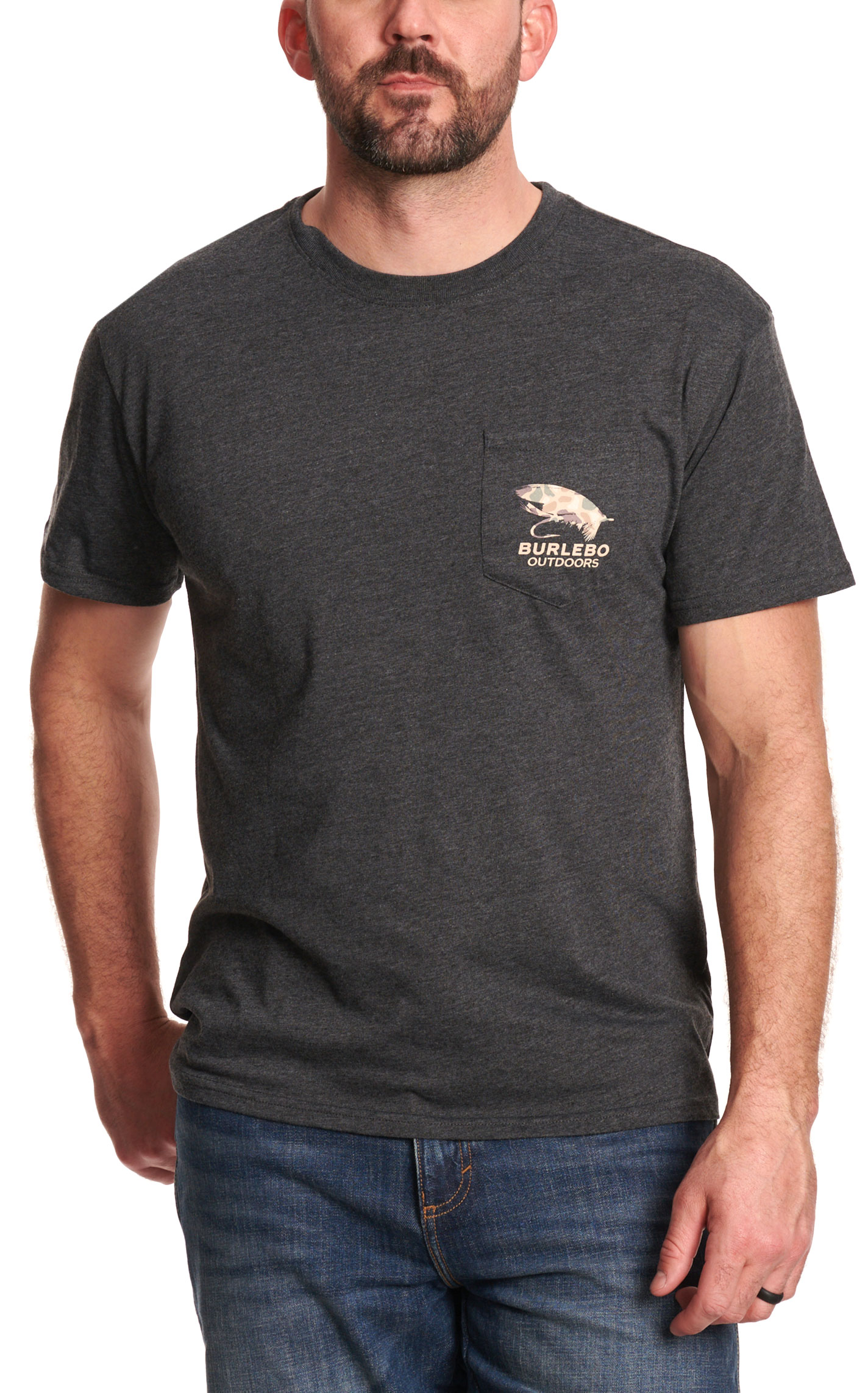 Burlebo Men's Heather Black Big Fly Graphic T-Shirt - Image 1
