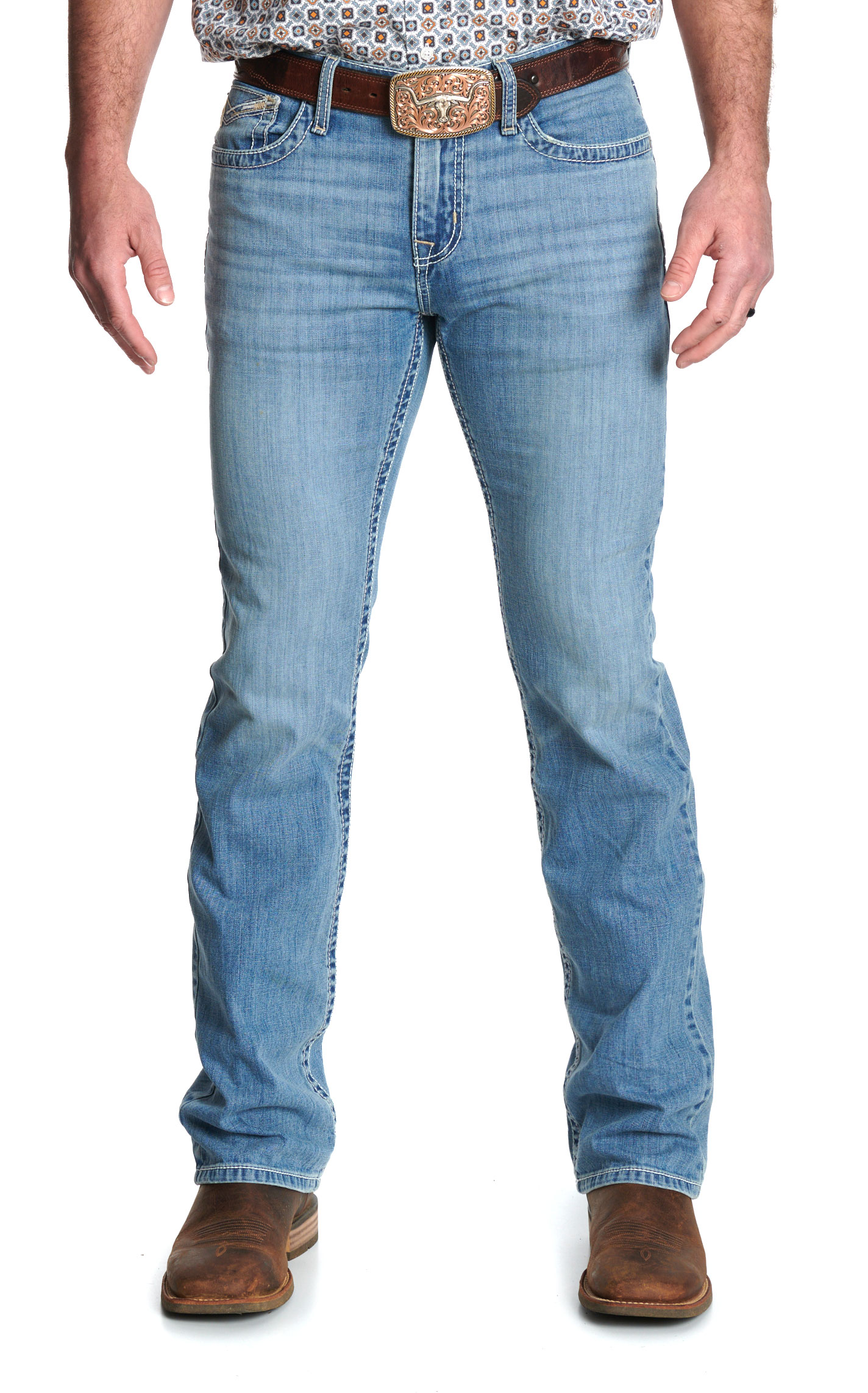 Cinch Men's Ian Light Wash Bootcut Jeans - Image 1
