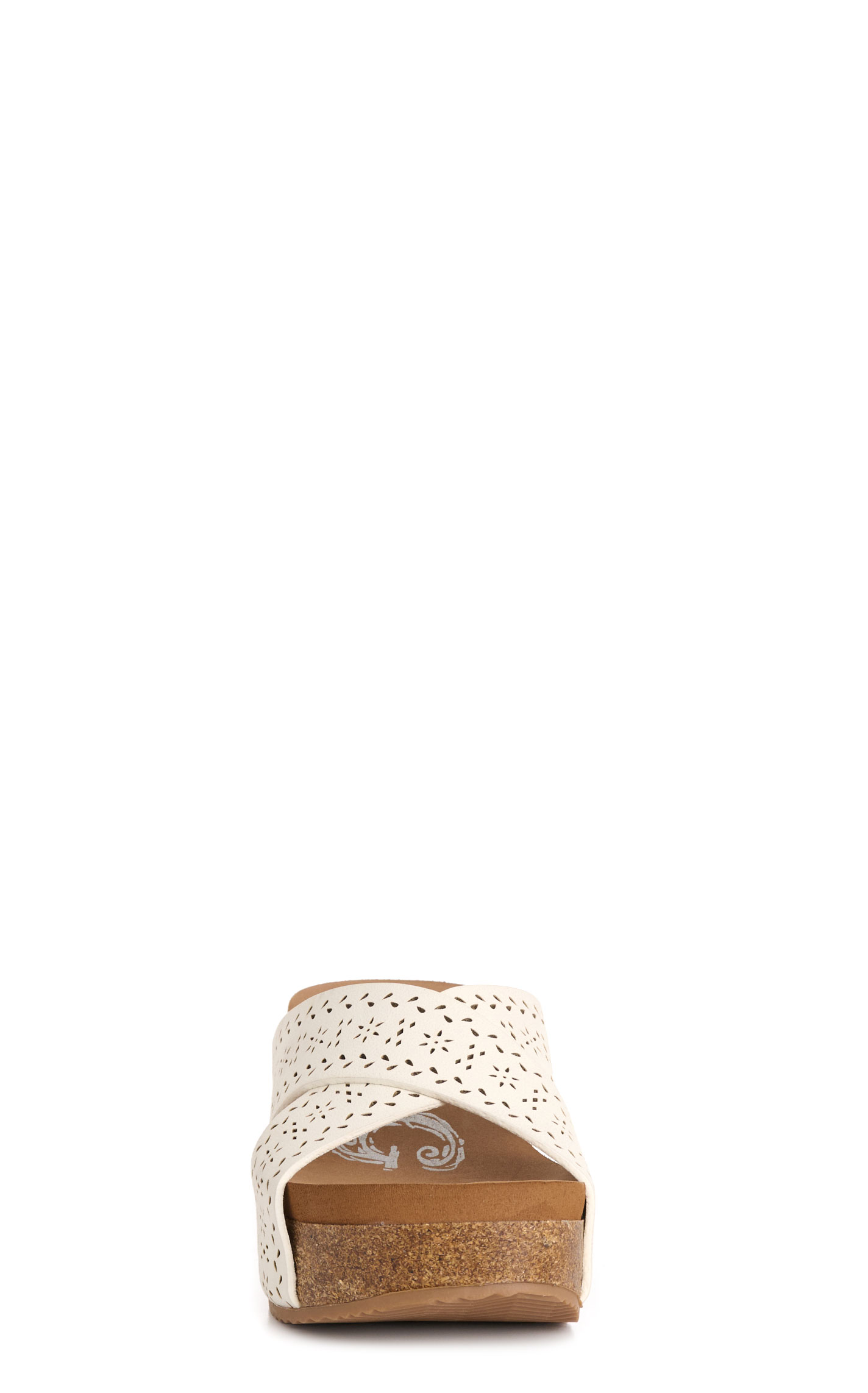 Very G Women's White Suede Floral Capri Wedge Sandal - Image 1