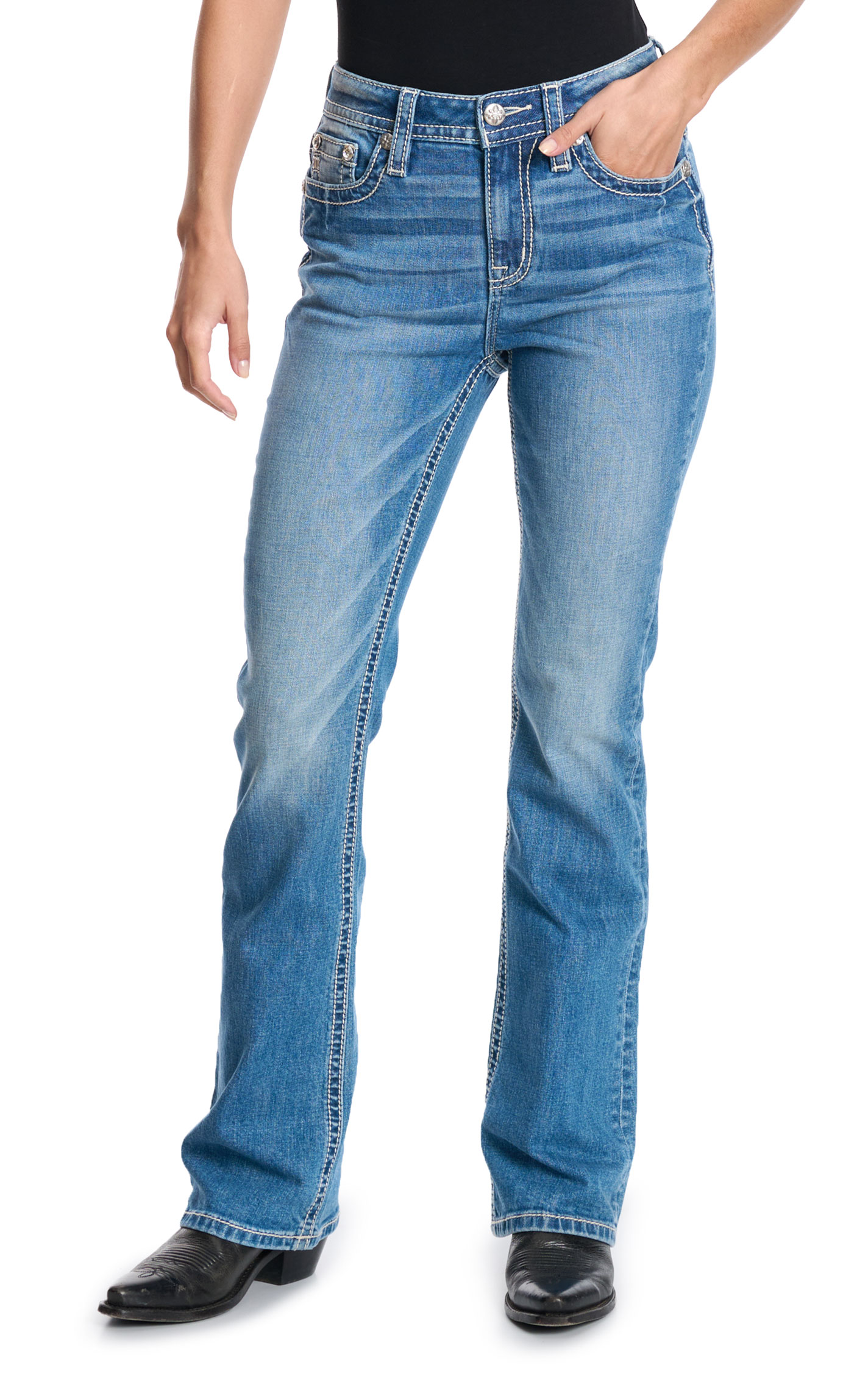 Miss Me Women's Light Wash Basic Boot Cut 32\