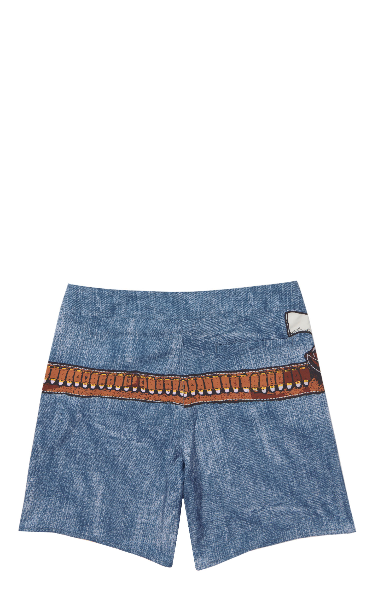 Cowboy Hardware Men's Denim Blue Six Shooter Swim Trunks - Image 1