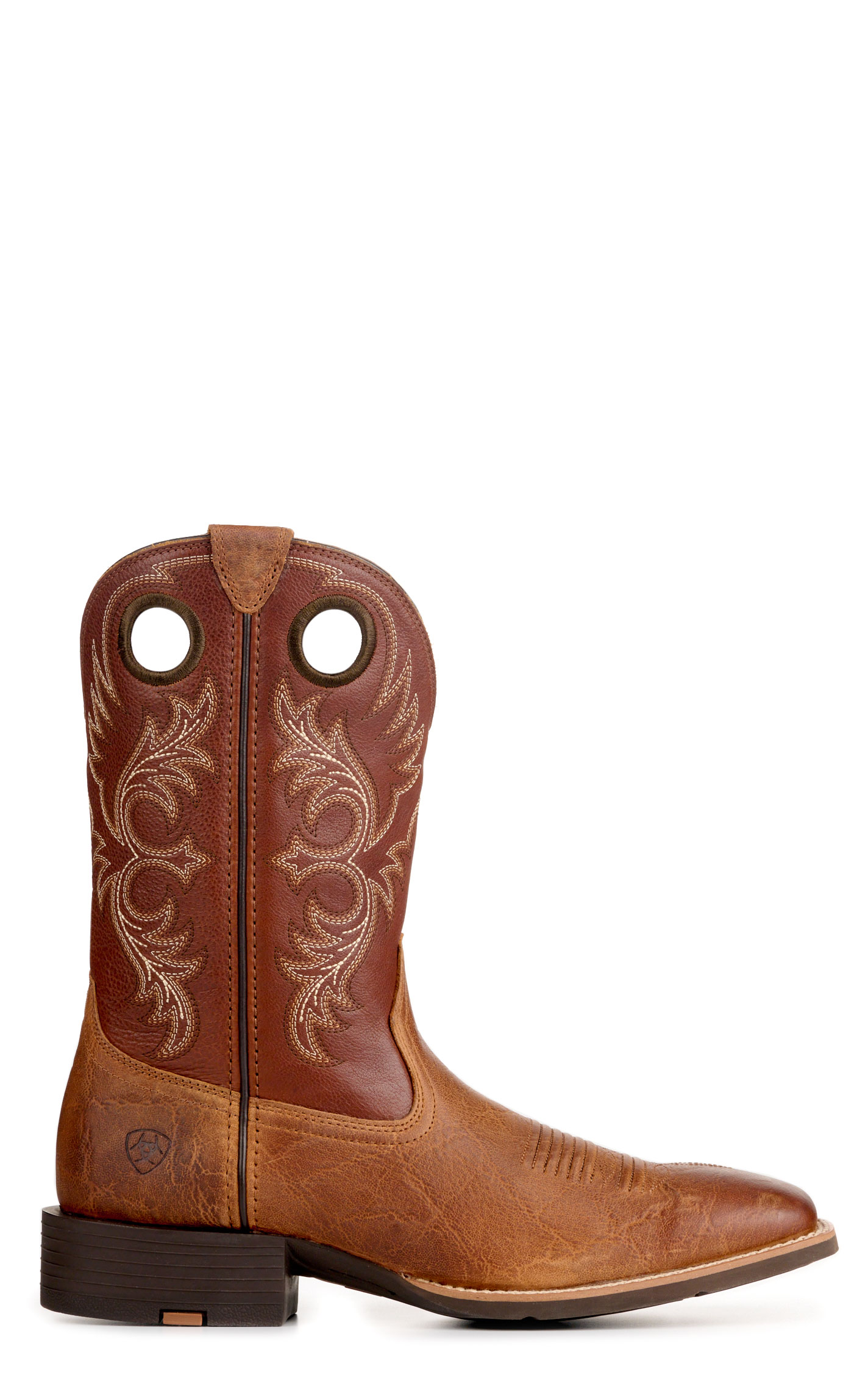 Ariat Men’s Aged and Luna Tan Sport Rodeo Elephant Print Leather Wide Square Toe Cowboy Boots - Image 1