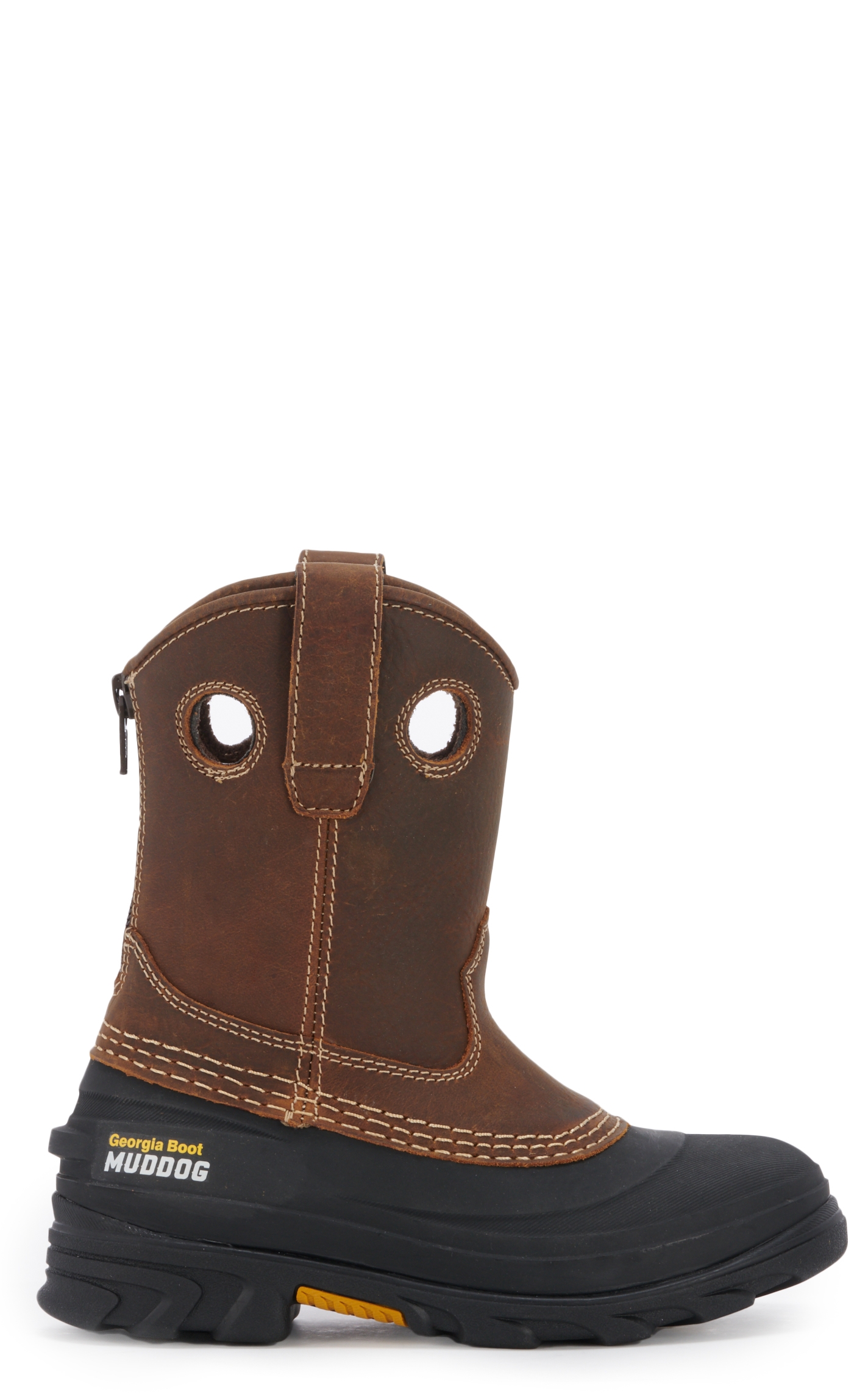 Georgia Youth Muddog Black and Brown Pull On Waterproof Boots - Image 1
