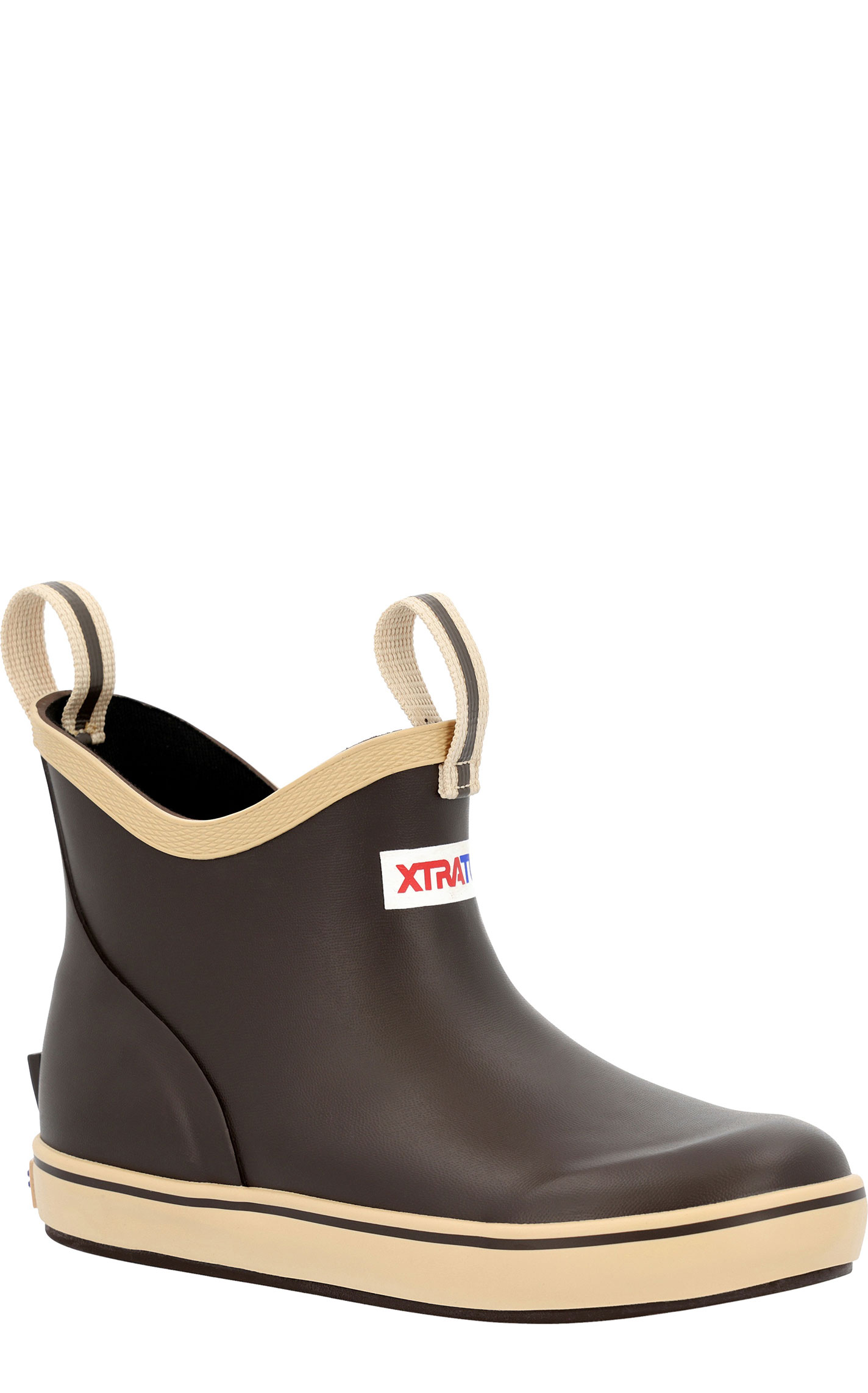 XTRATUF Youth Brown and Tan Ankle Deck Rubber Boots - Image 1
