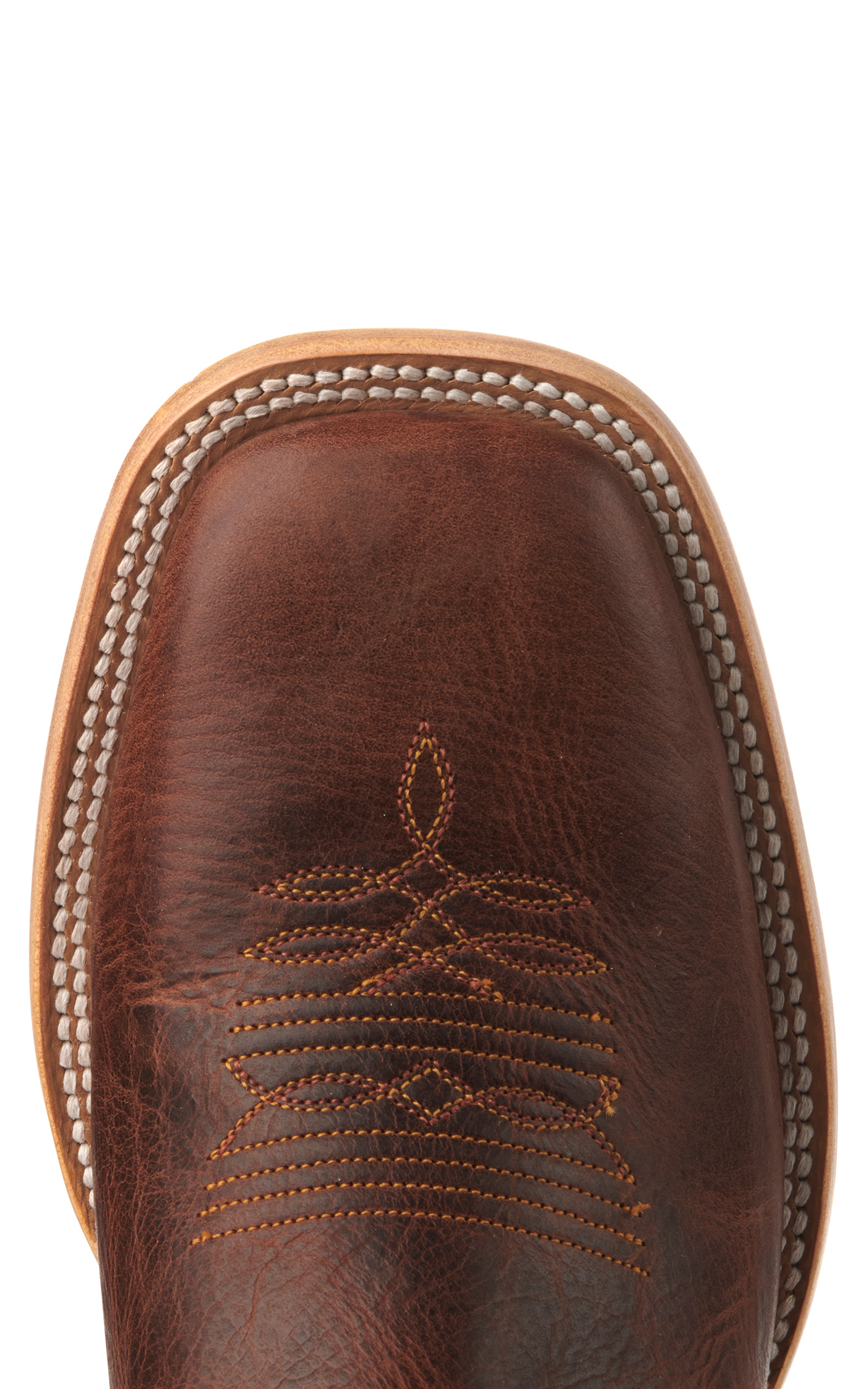 Hondo Men's Cognac and Brown Waxy Leather Square Toe Cowboy Boots - Image 1