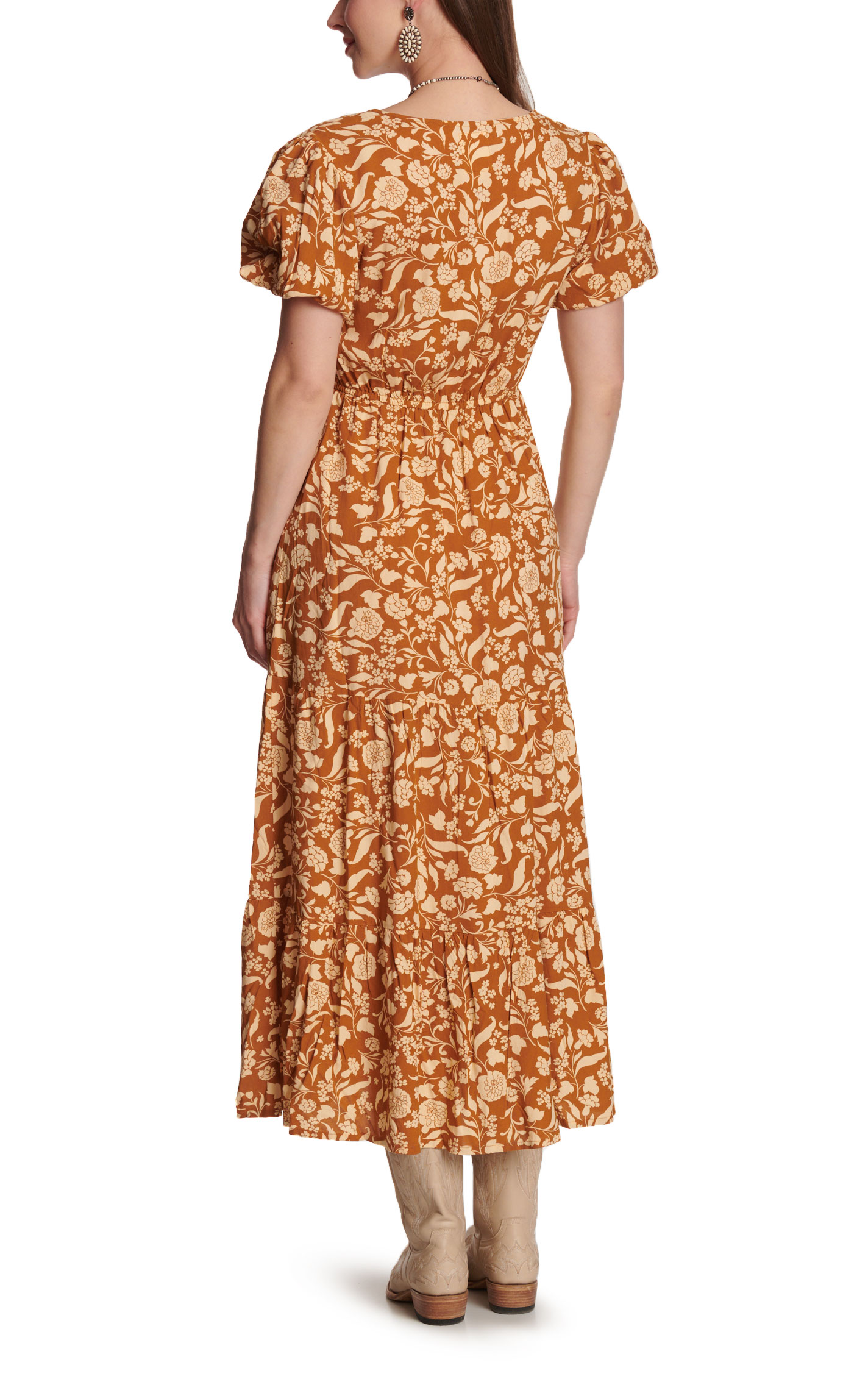 Cotton & Rye Women's Rust Floral Print Dress - Image 1