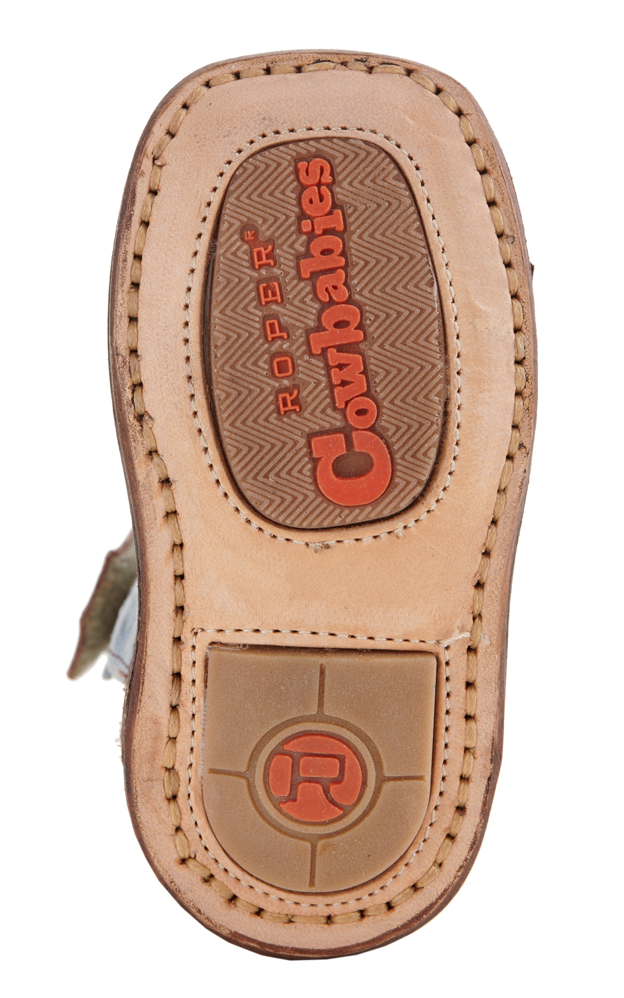 Roper Cowbaby Bull Rider Chocolate & Denim Square Toe Boots - Image 1