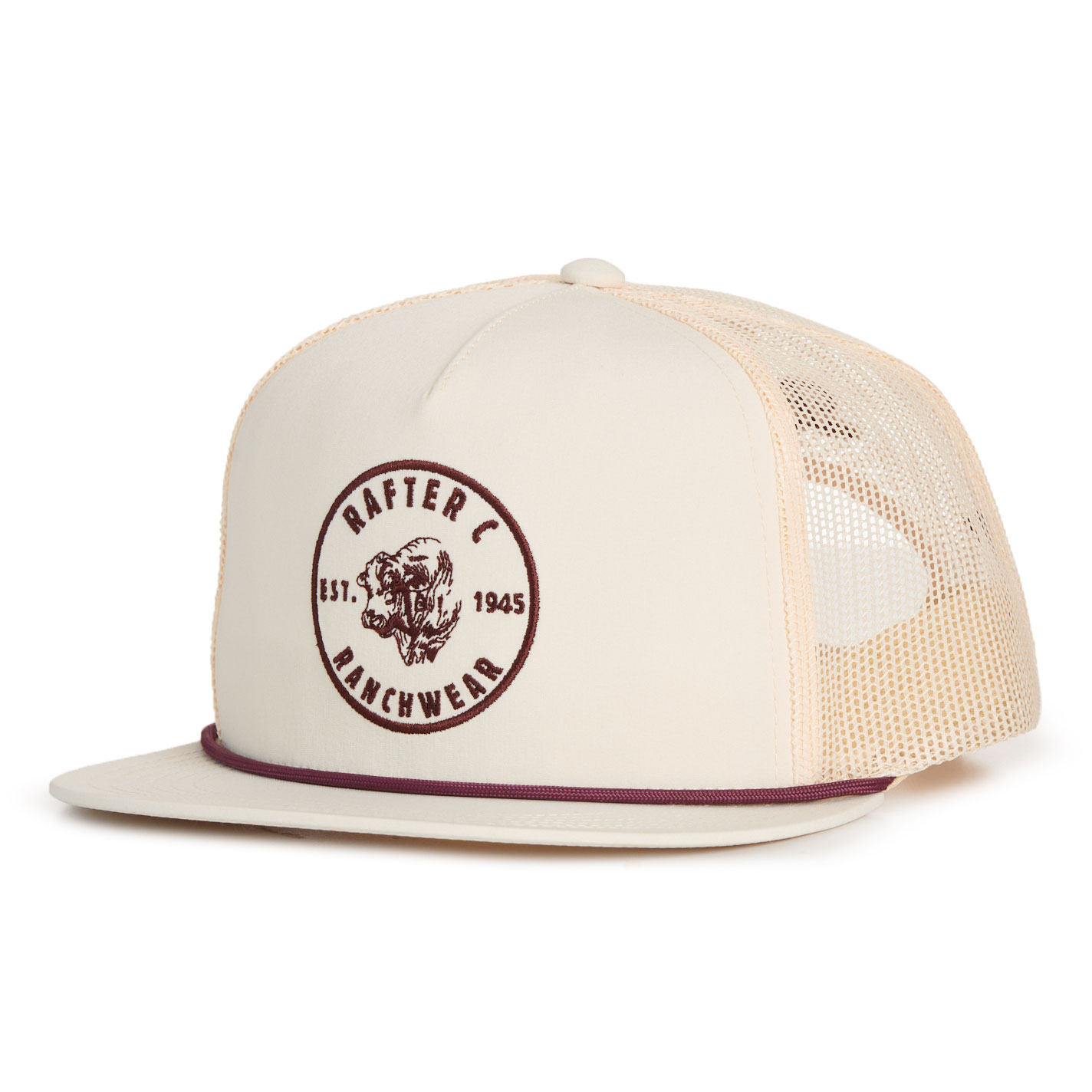 Rafter C Men's Cream Steer Head Logo Cap - Image 1