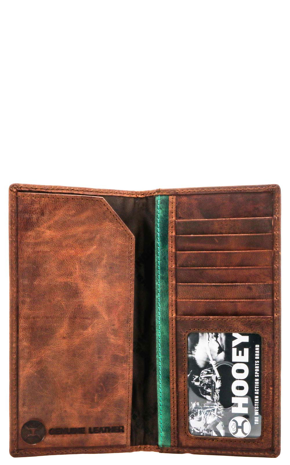 Hooey Men's Chocolate Genuine Leather Pine & Cream Inlay Aztec Rodeo Wallet - Image 1