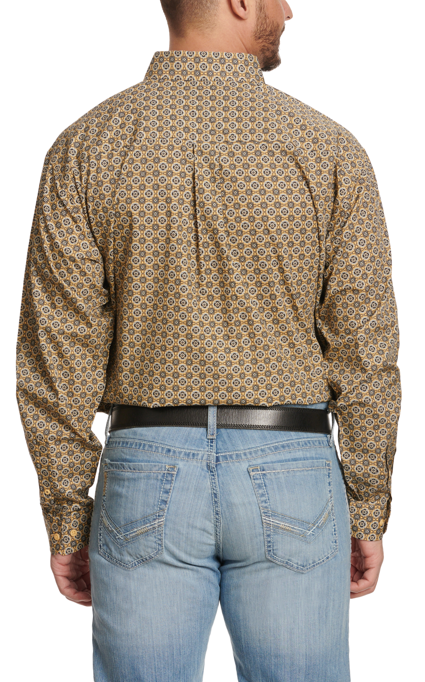 Cinch Men's Golden Yellow Medallion Print Western Shirt - Image 1