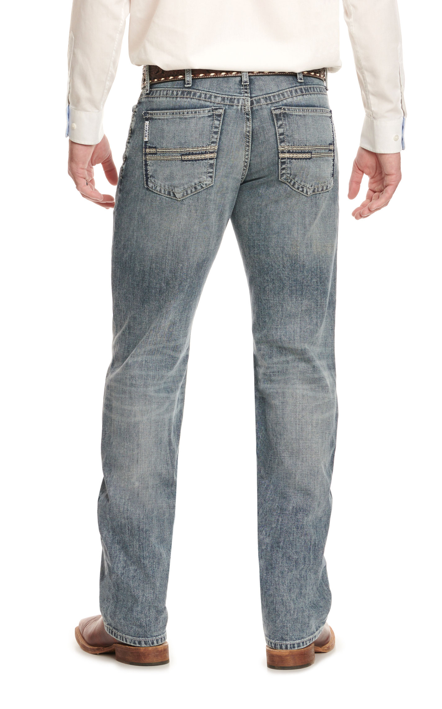 Cinch Men's White Label Light-Medium Stone-Wash Mid Rise Relaxed Fit Straight Leg Jeans - Image 1