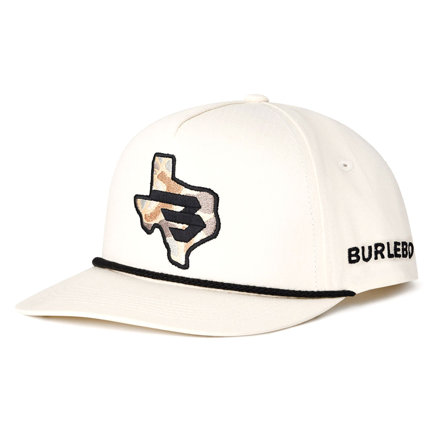 Burlebo White Texas & Flying B Embroidered Five Panel Curved Bill Cap - Image 1