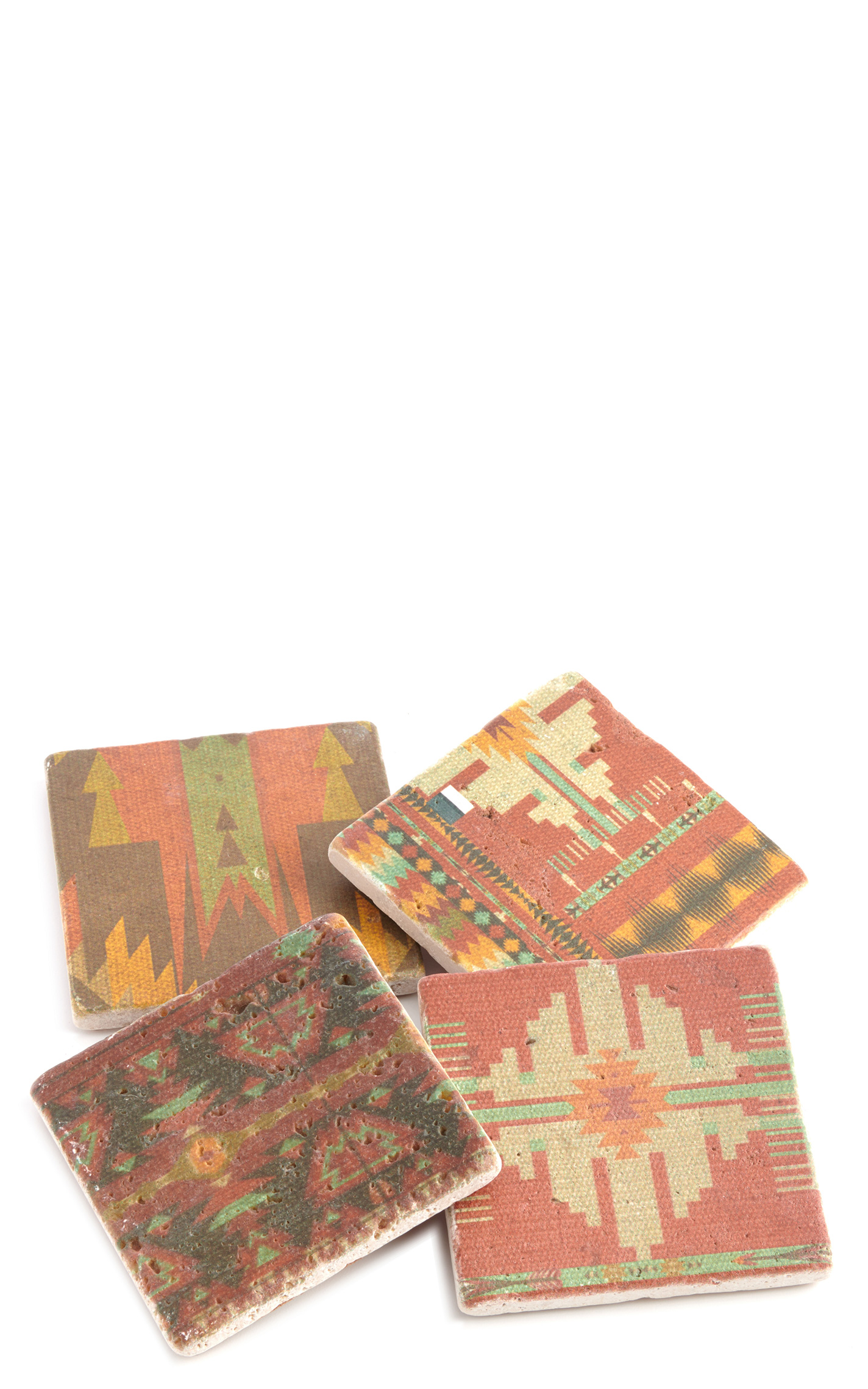 Paseo Road Terracotta & Lime Aztec Coaster Set - Image 1