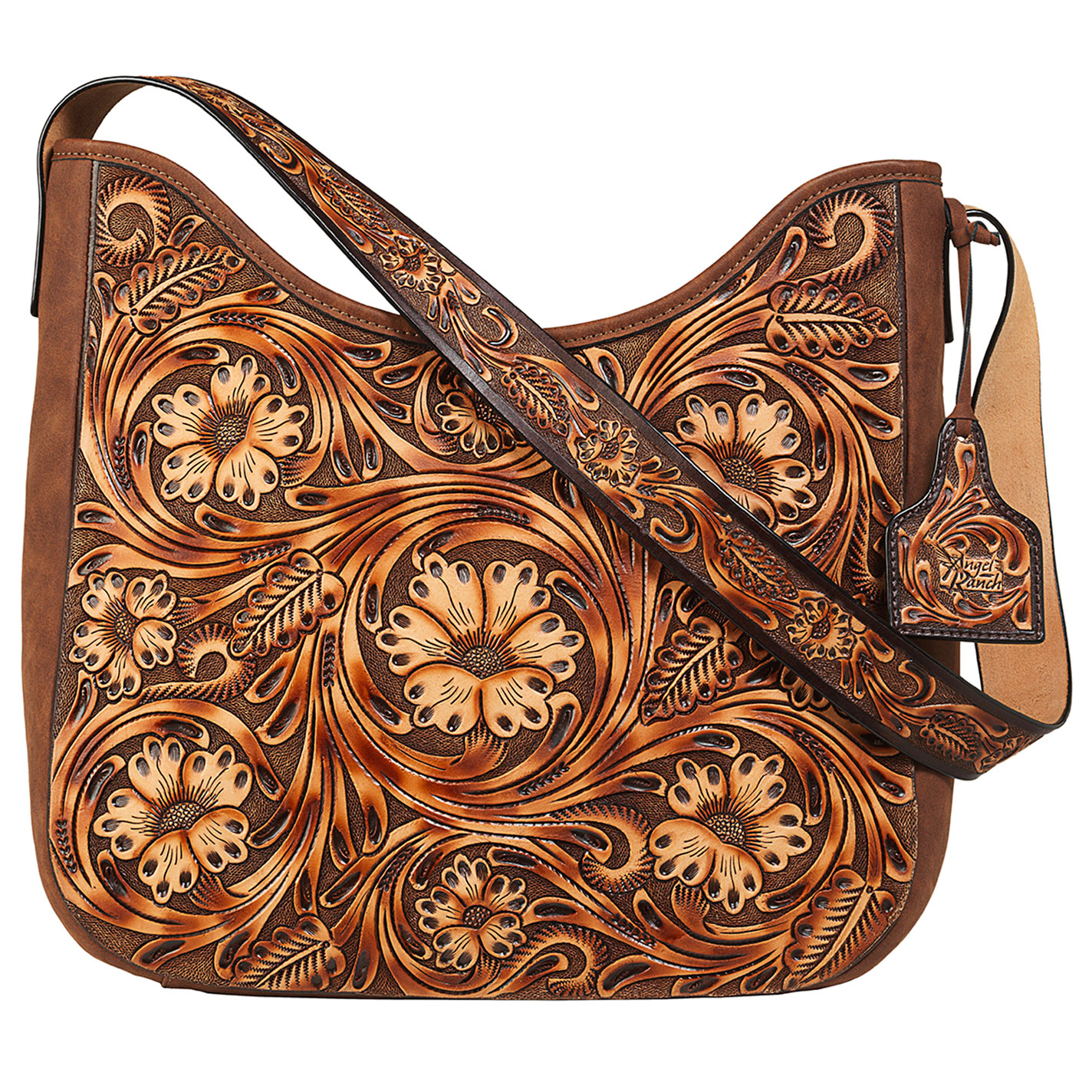 Angel Ranch Lilah Floral Tooled Leather Shoulder Bag - Image 1