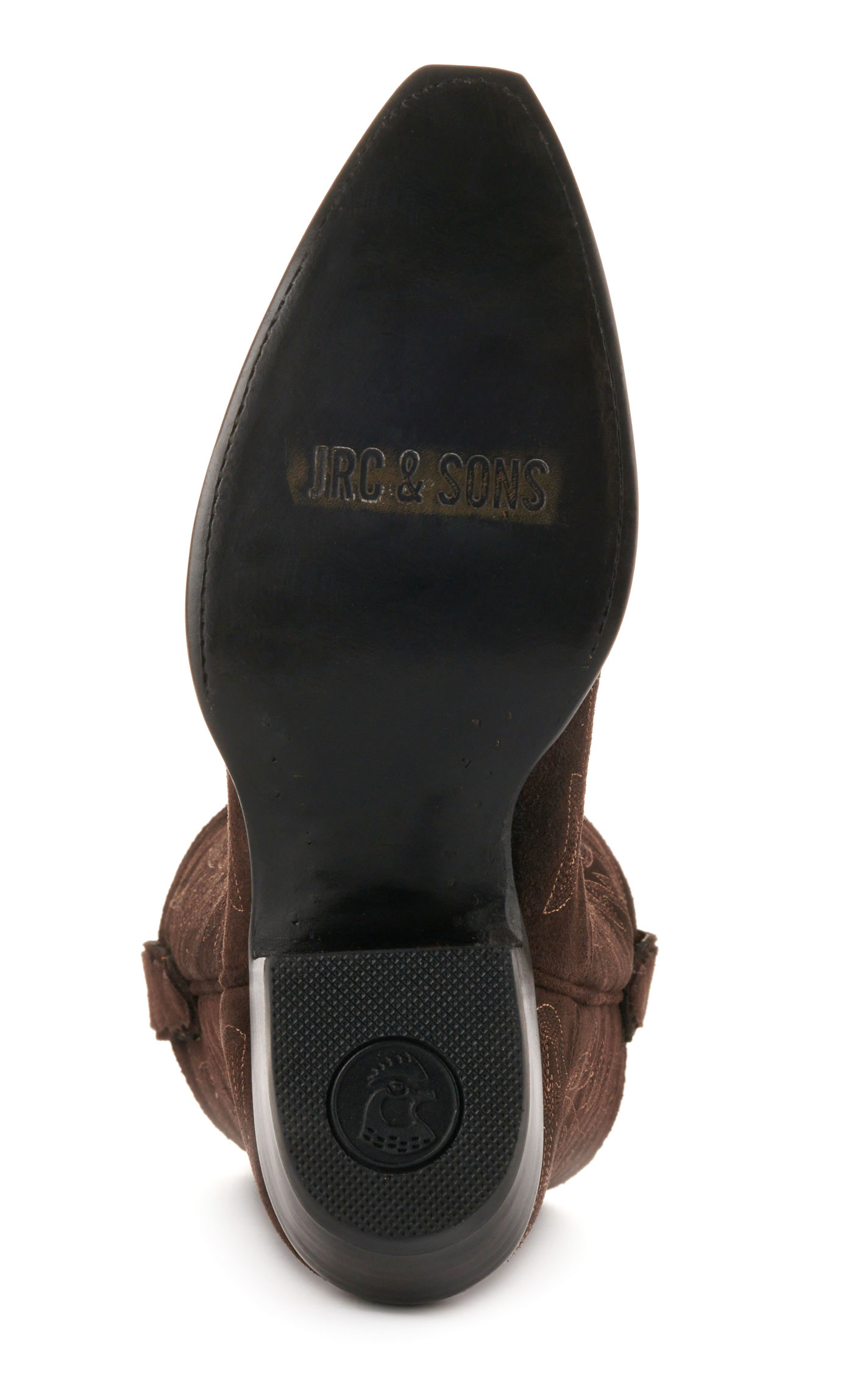 JRC & Sons Women’s McClain Chocolate Water-Resistant Suede Snip Toe Tall Cowboy Boots - Image 1