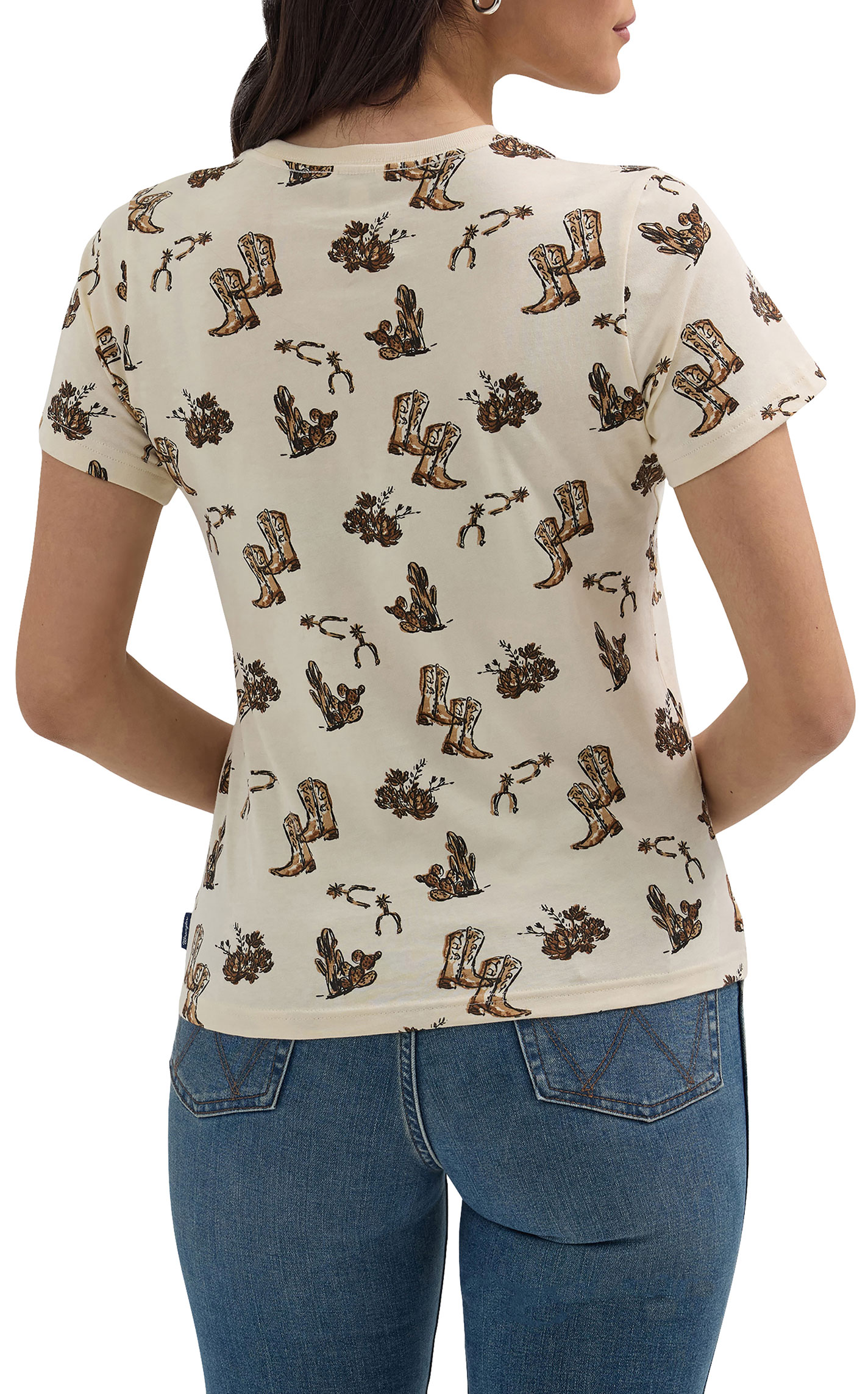 Wrangler Retro Women's Cream Western Print T-Shirt - Image 3
