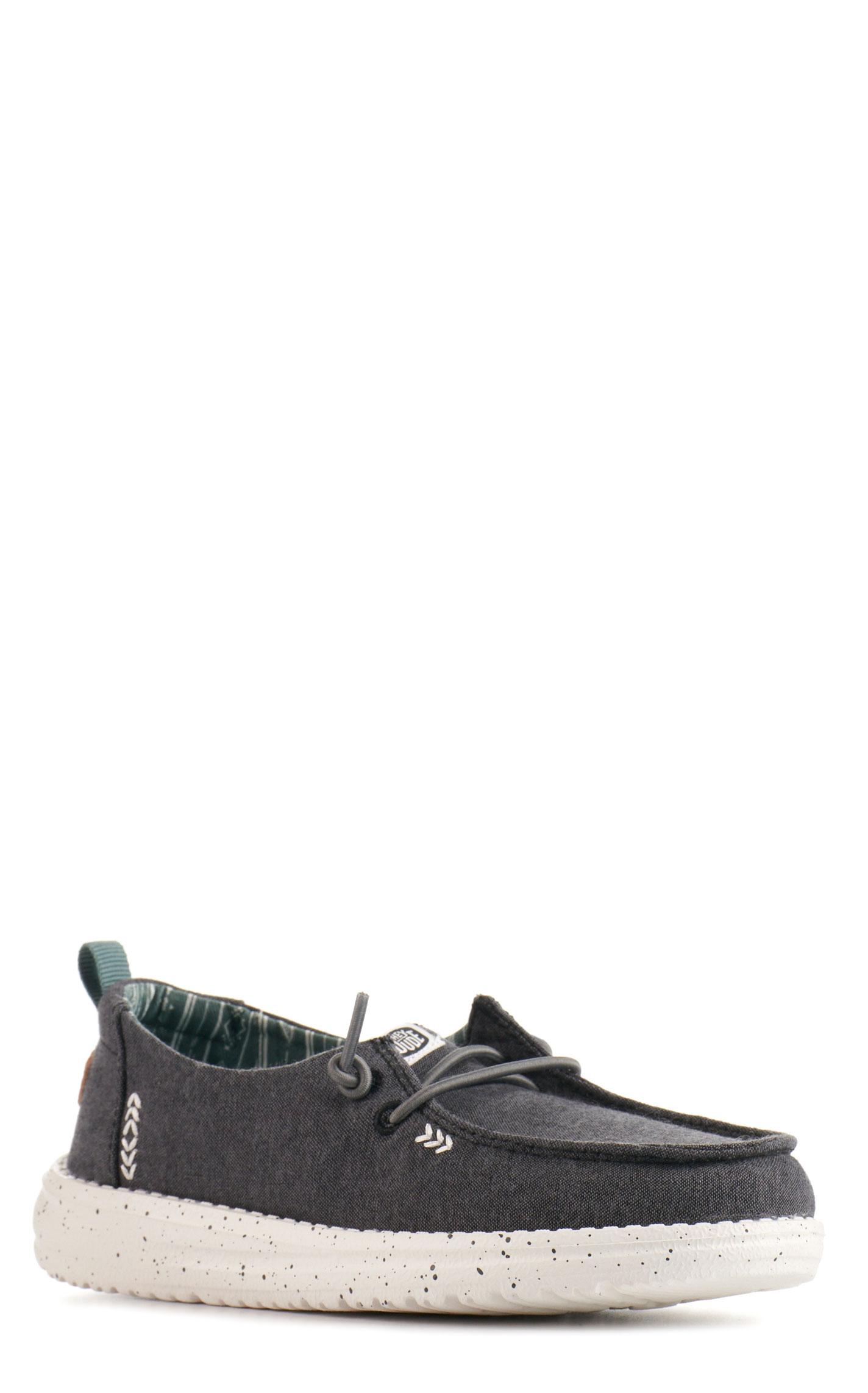 Hey Dude Girls' Wendy Chambray Black Moc Toe Lace Up Casual Shoes - Image 1