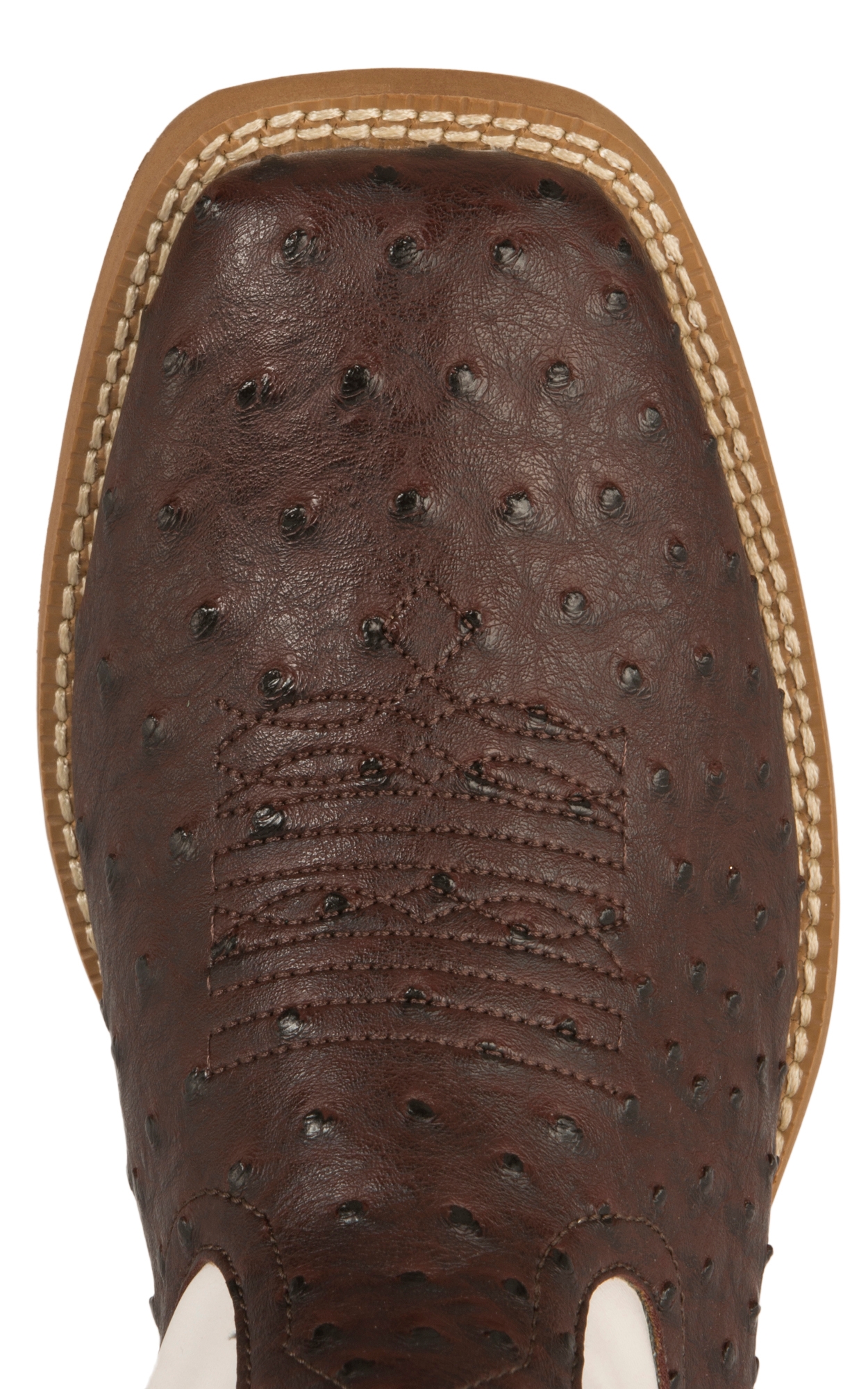 Roper Men's Faux Leather Ostrich Brown & White Square Toe Cowboy Boots - Image 1