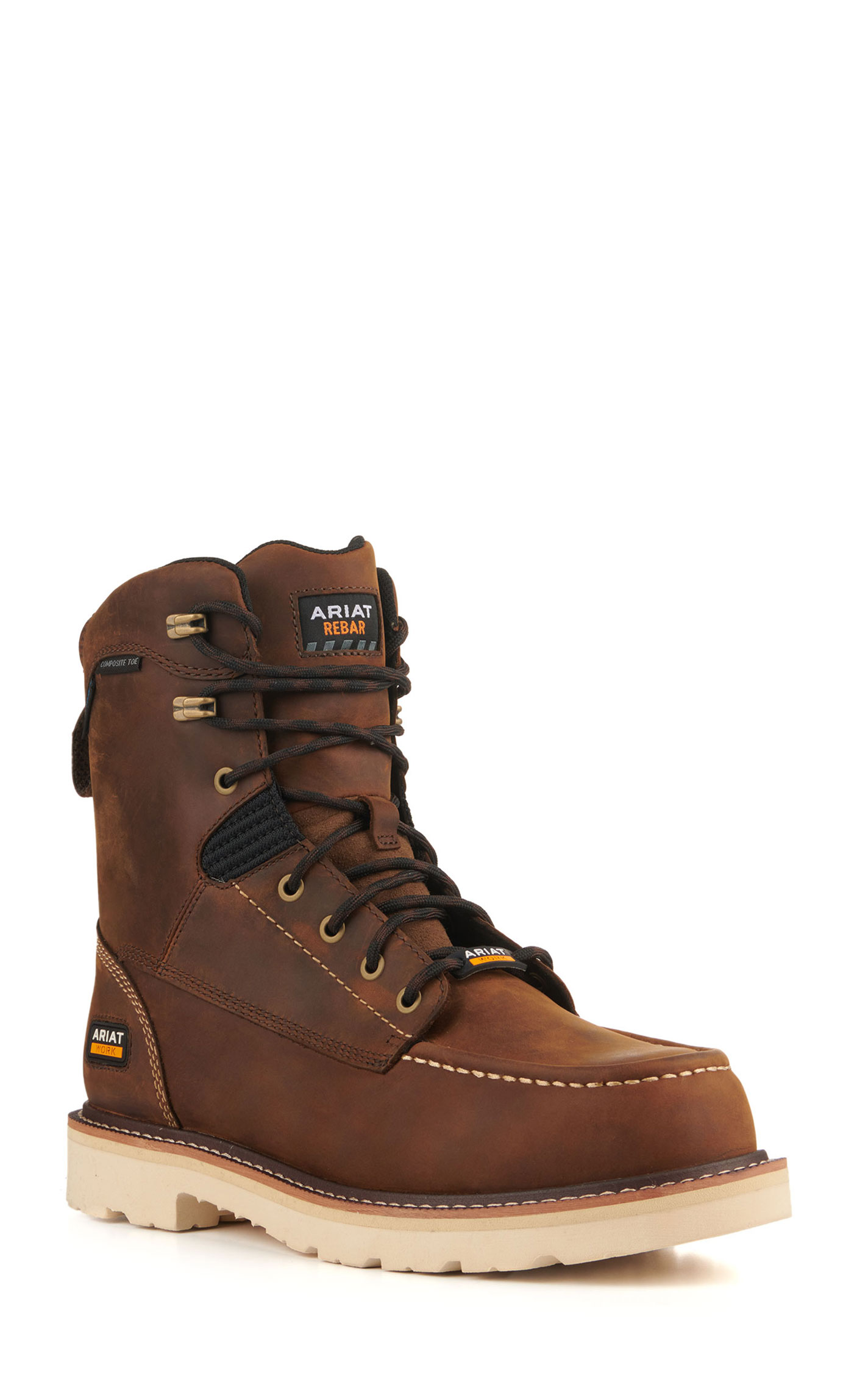 Ariat Men's Rebar Lift Distressed Brown Waterproof Round Composite Toe 8\