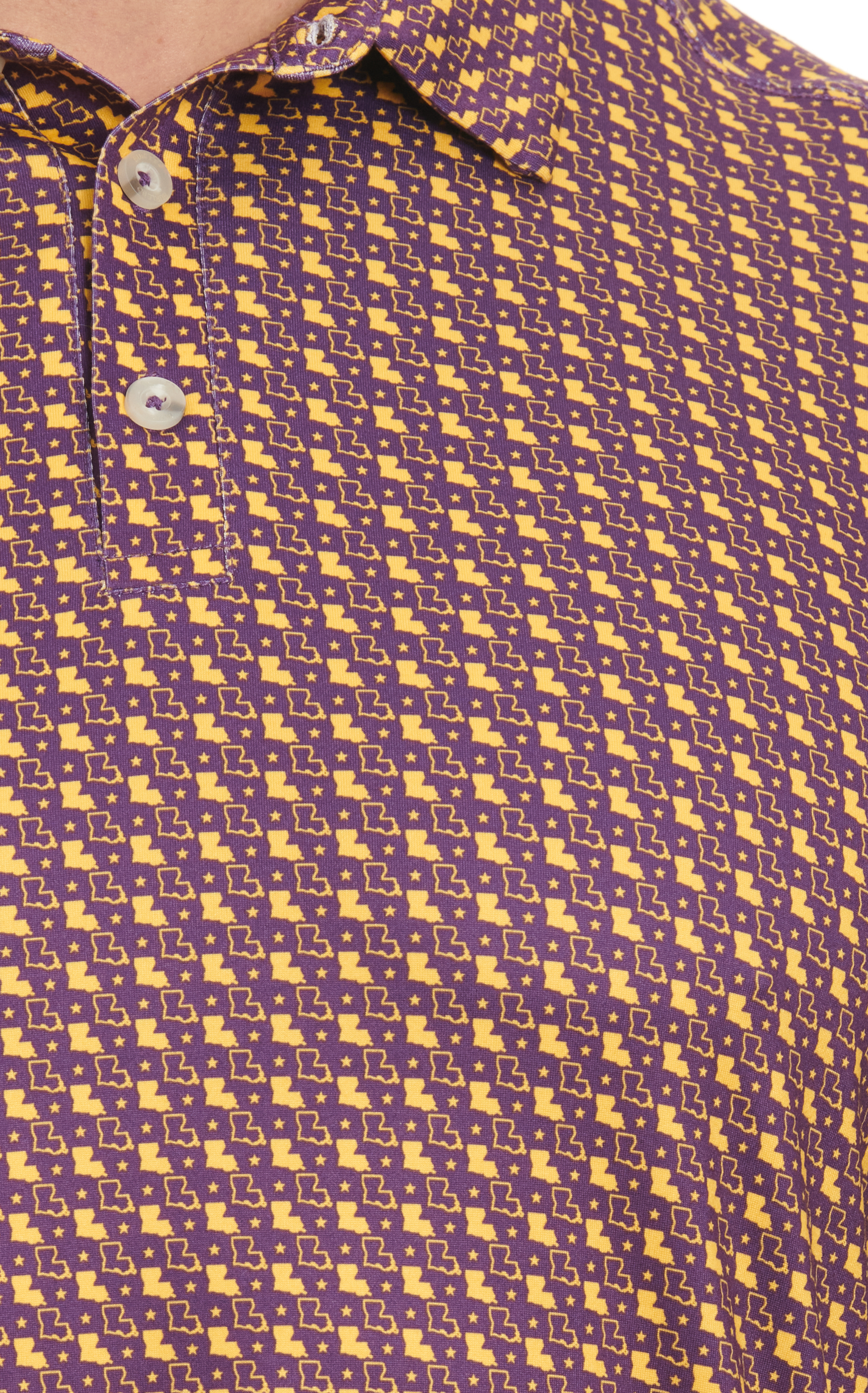 BURLEBO Men's Purple & Yellow Louisiana Performance Polo - Image 1
