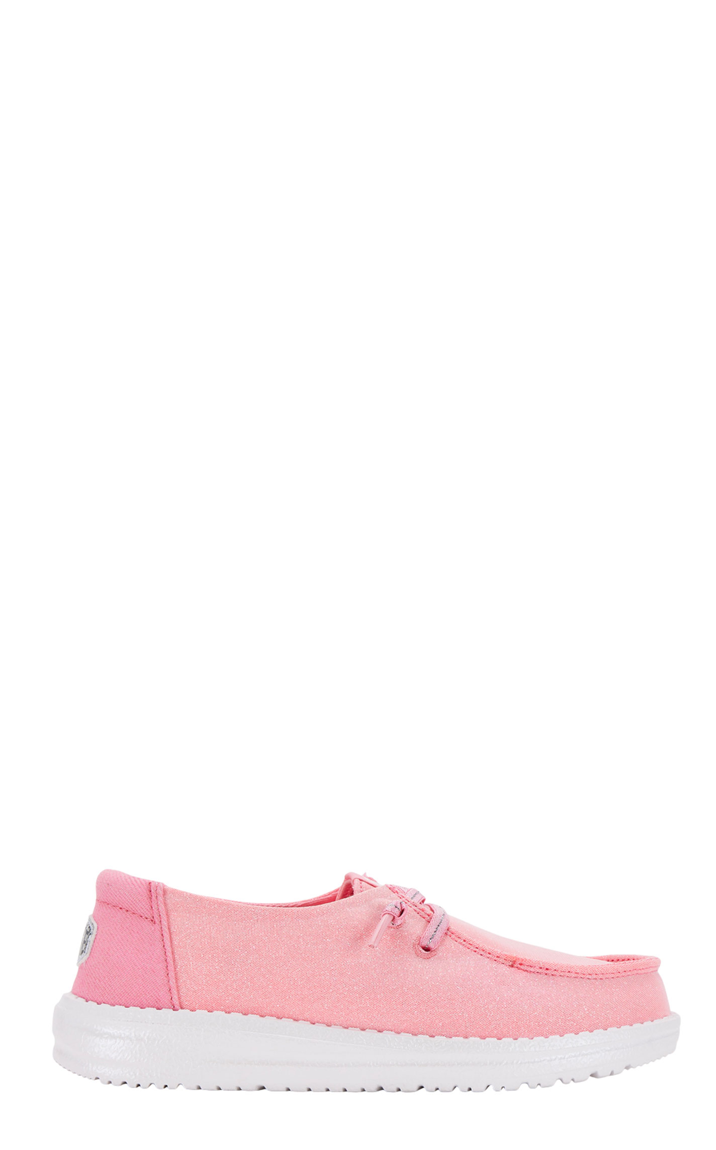Hey Dude Girl's Wendy Shimmery Pink Moc Toe Lace Up Casual Shoes  - Image 1