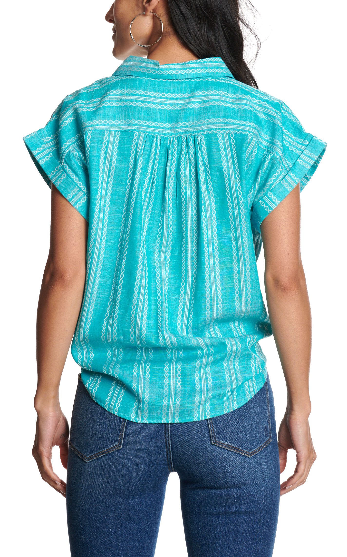 Cotton & Rye Women's Turquoise & White Embroidered Top - Image 1