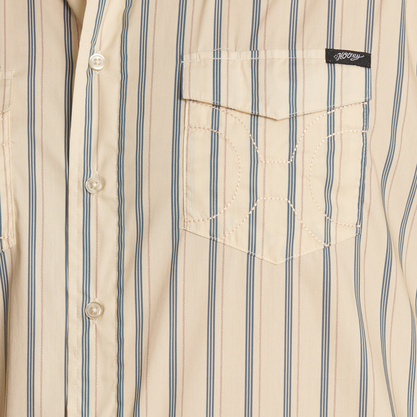 Hooey Men's Buttercream & Navy Pinstripe Print Western Shirt - Image 1