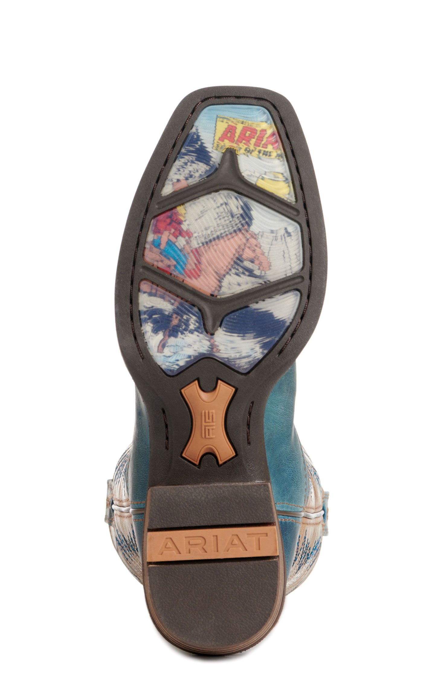 Ariat Women's Decatur Blue and Pearlized Tan Punchy Toe Cowboy Boots - Image 1