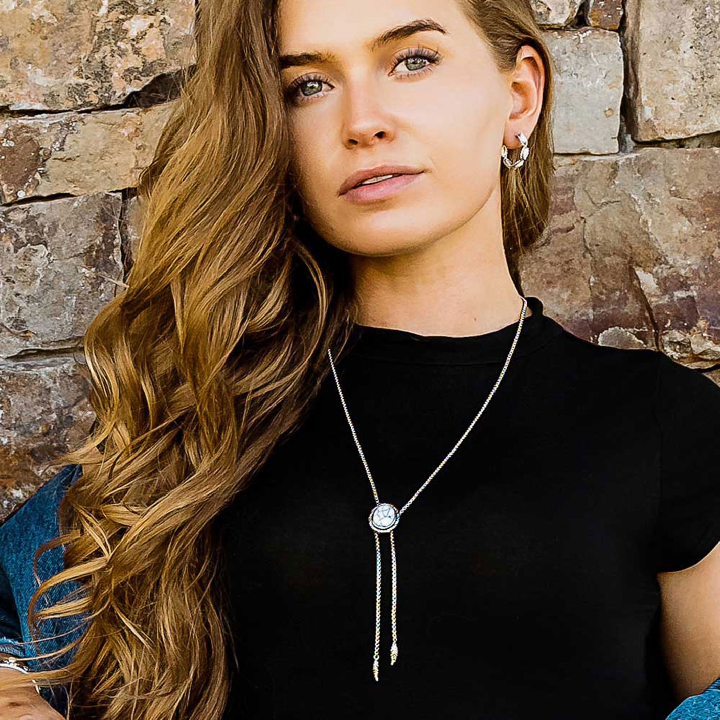 Montana Silversmiths Silver & White Bolo Style Necklace - Image 1