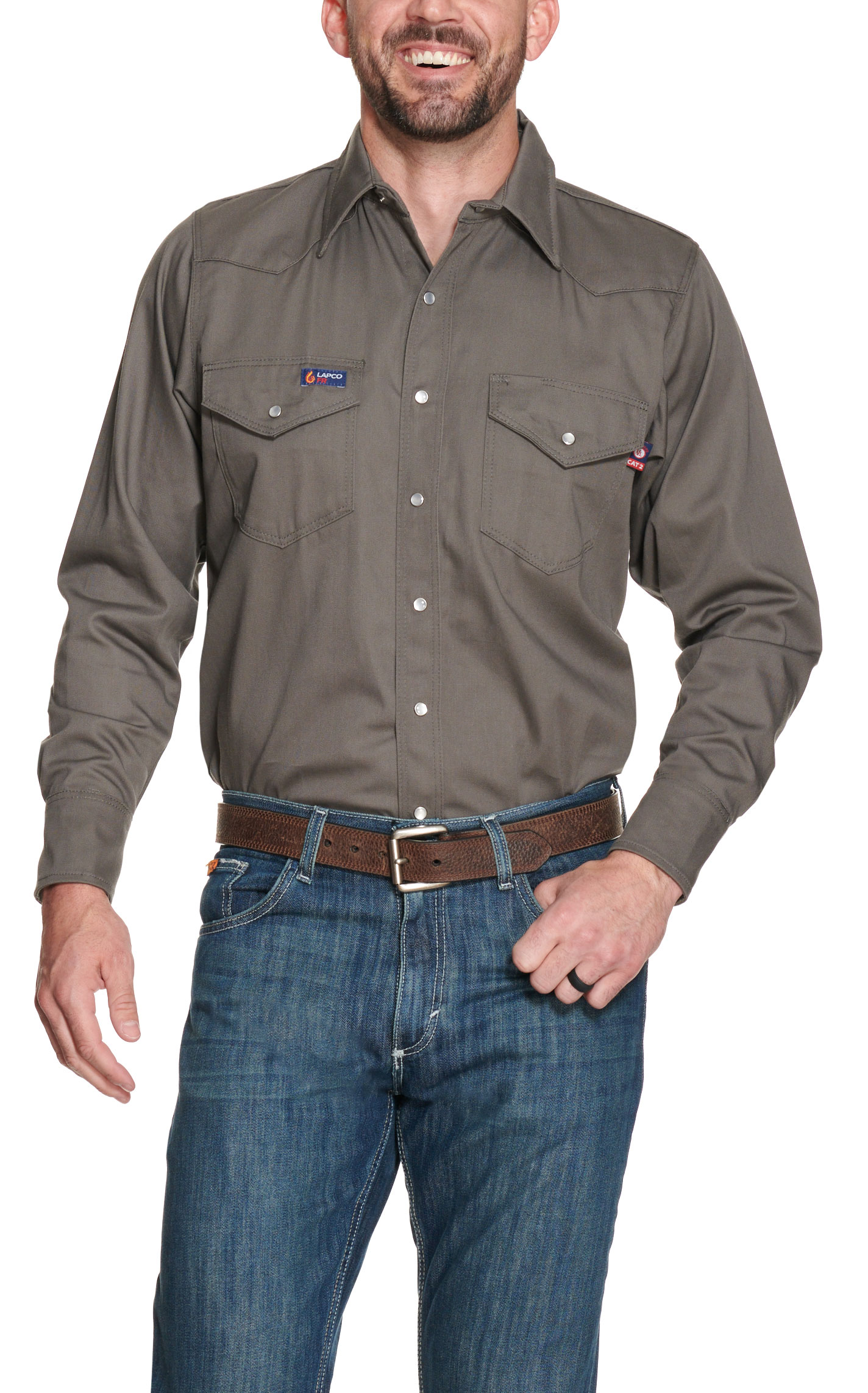 Lapco Gray Flame Resistant Workshirt - Image 1