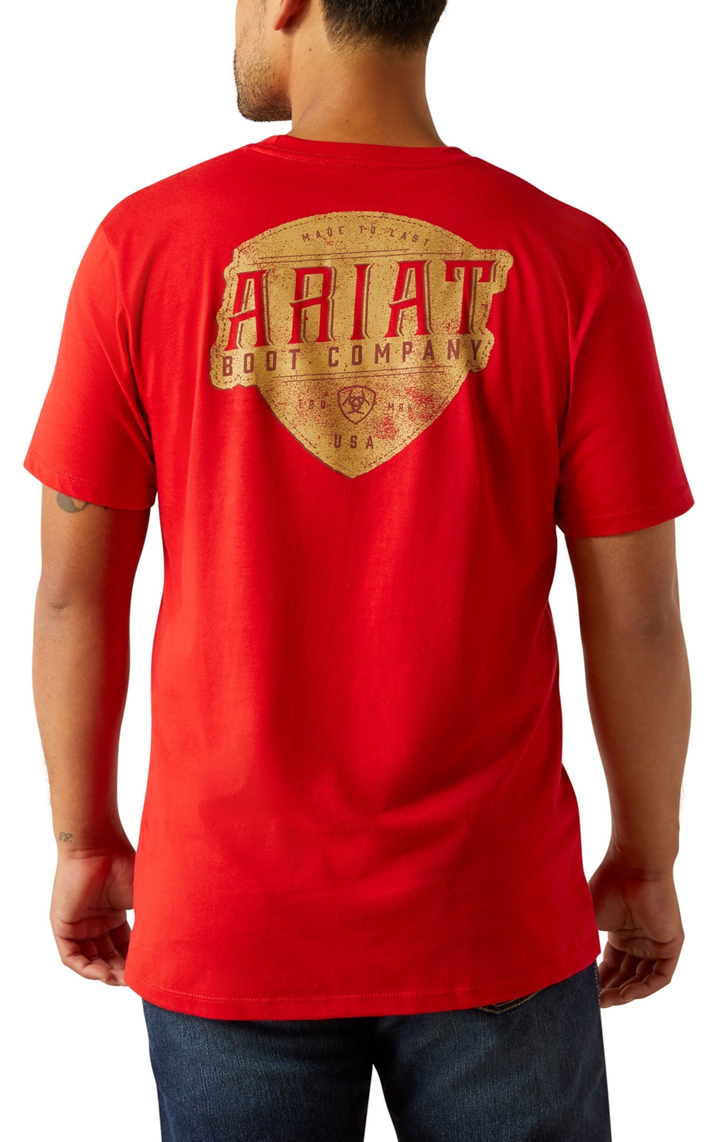 Ariat Men's Red Leather Shield Graphic T-Shirt - Image 1