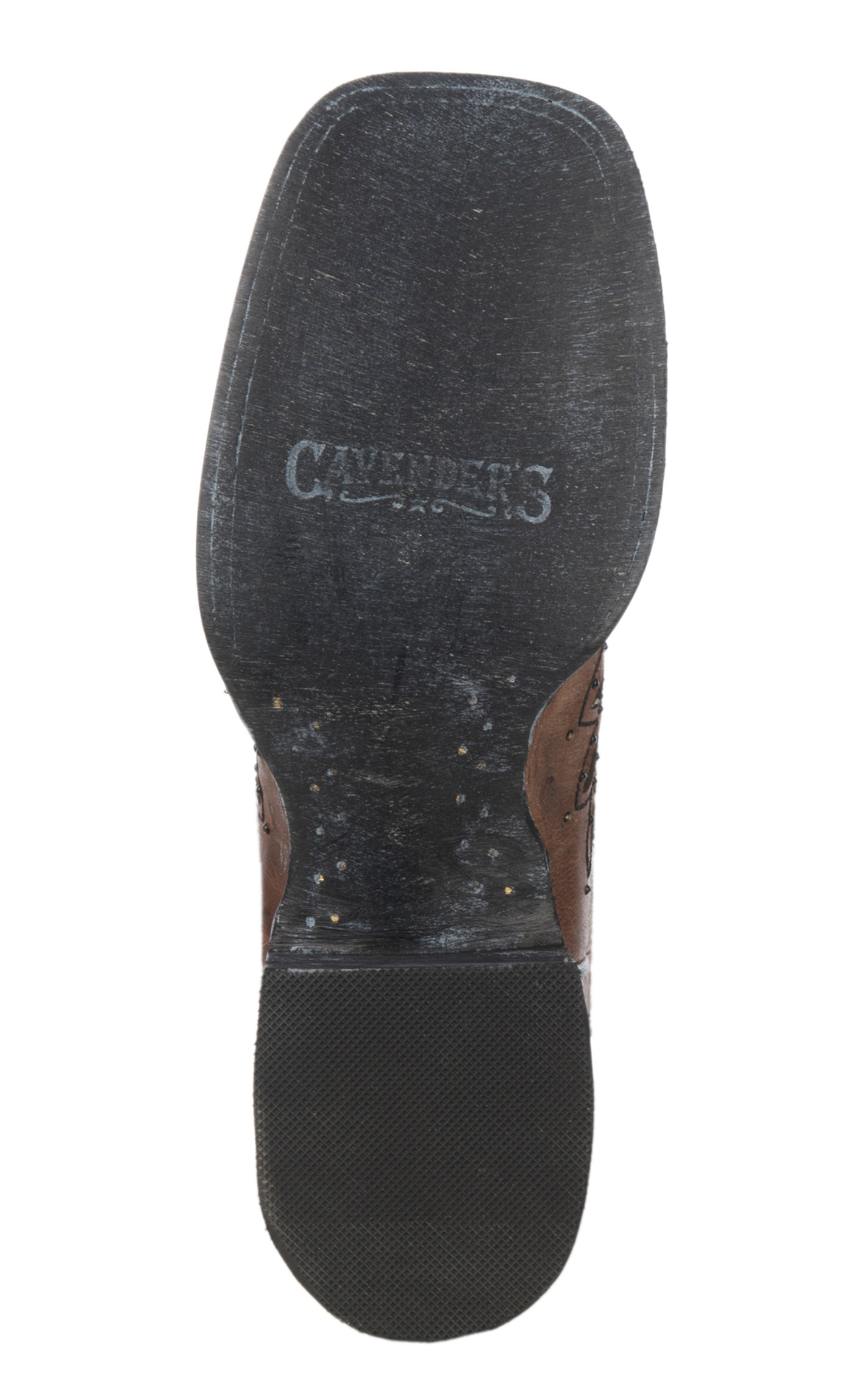 Cavender's Women's Brass with Black Crystals Fabric Inlay Square Toe Cowboy Boots - Image 1