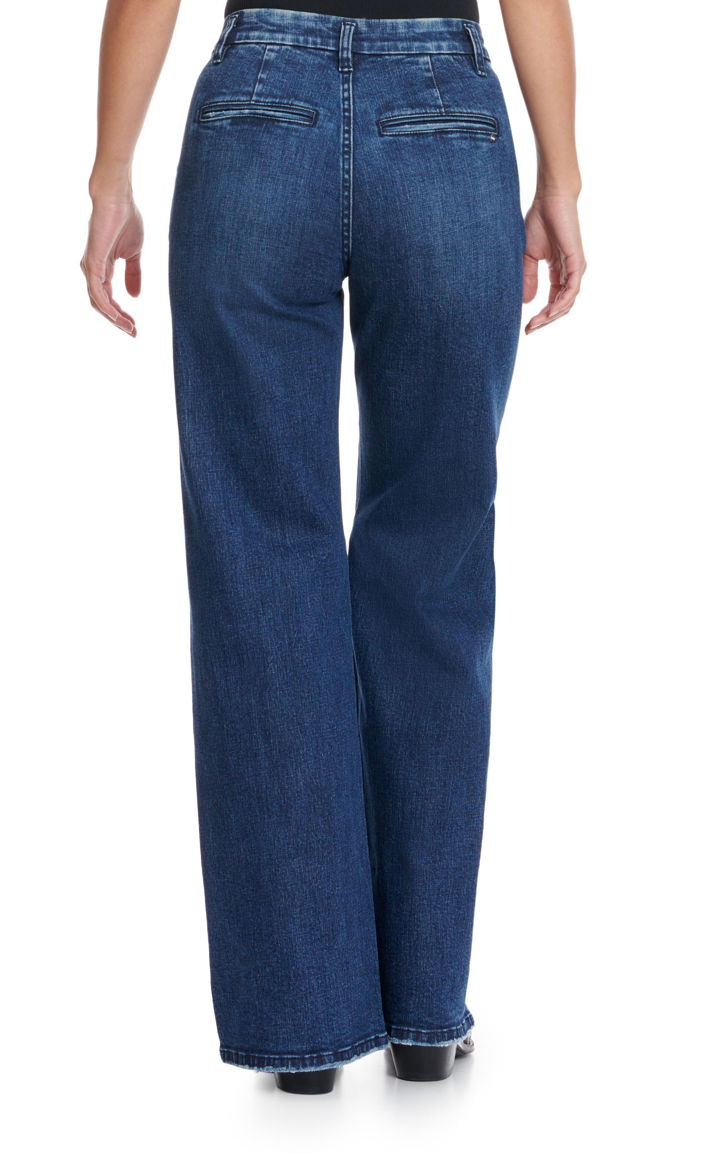 Mica Women's Dark Wash High Rise Wide Leg Trouser Style Jeans - Image 1