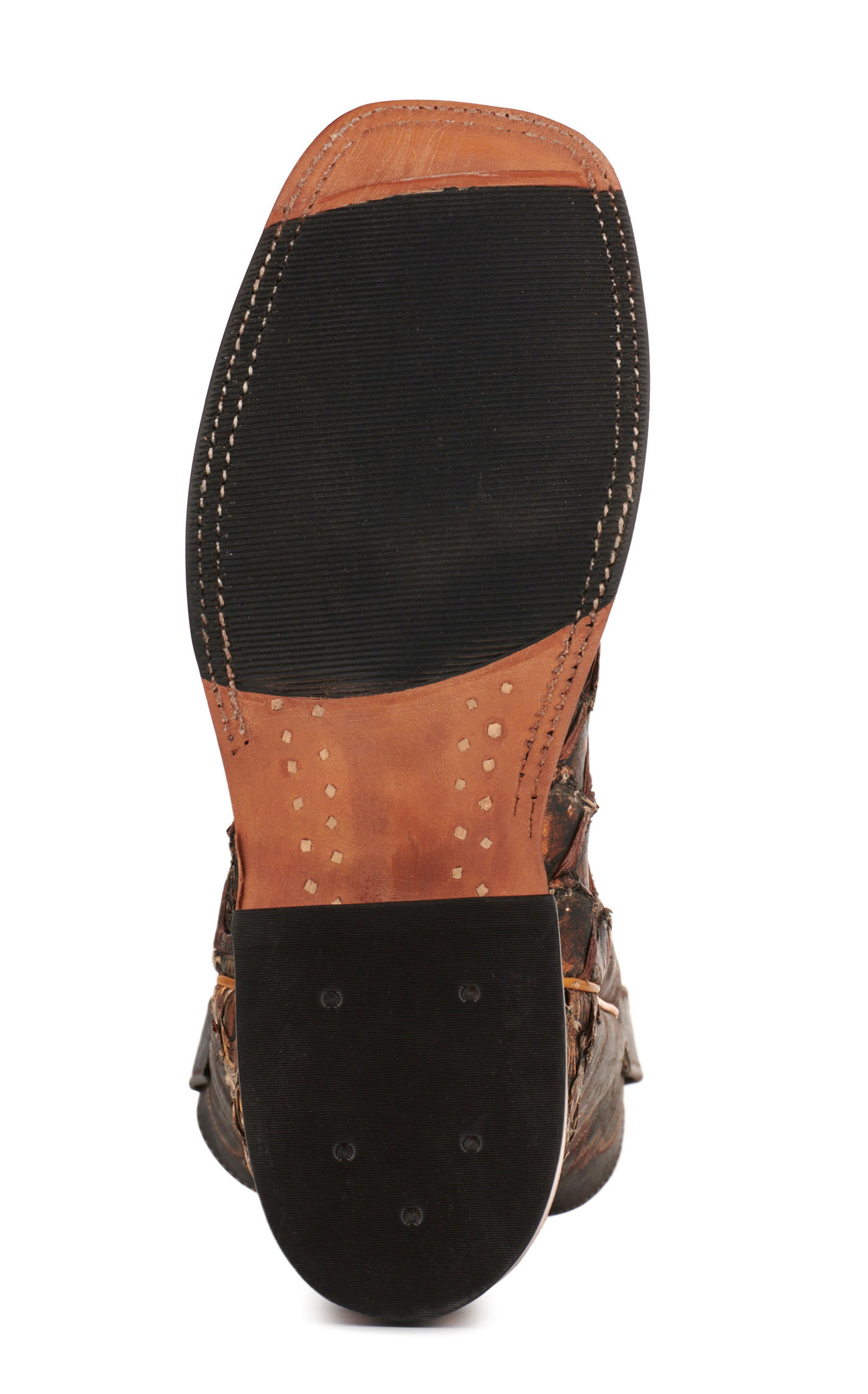 Anderson Bean Men's Black and Rusty Brown Big Bass Wide Square Toe Exotic Cowboy Boot - Image 1
