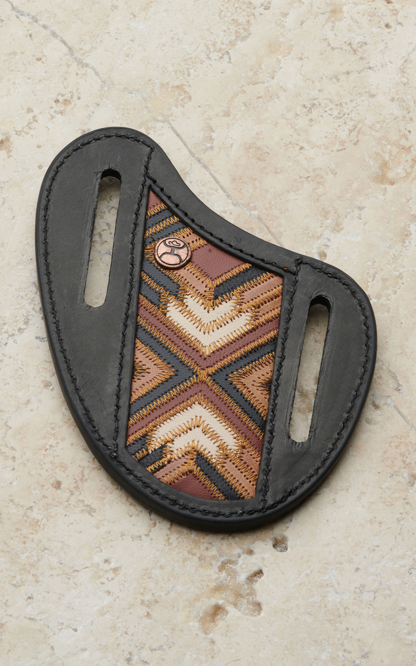 Hooey Black with Brown and Ivory Aztec Pancake Knife Sheath - Image 1